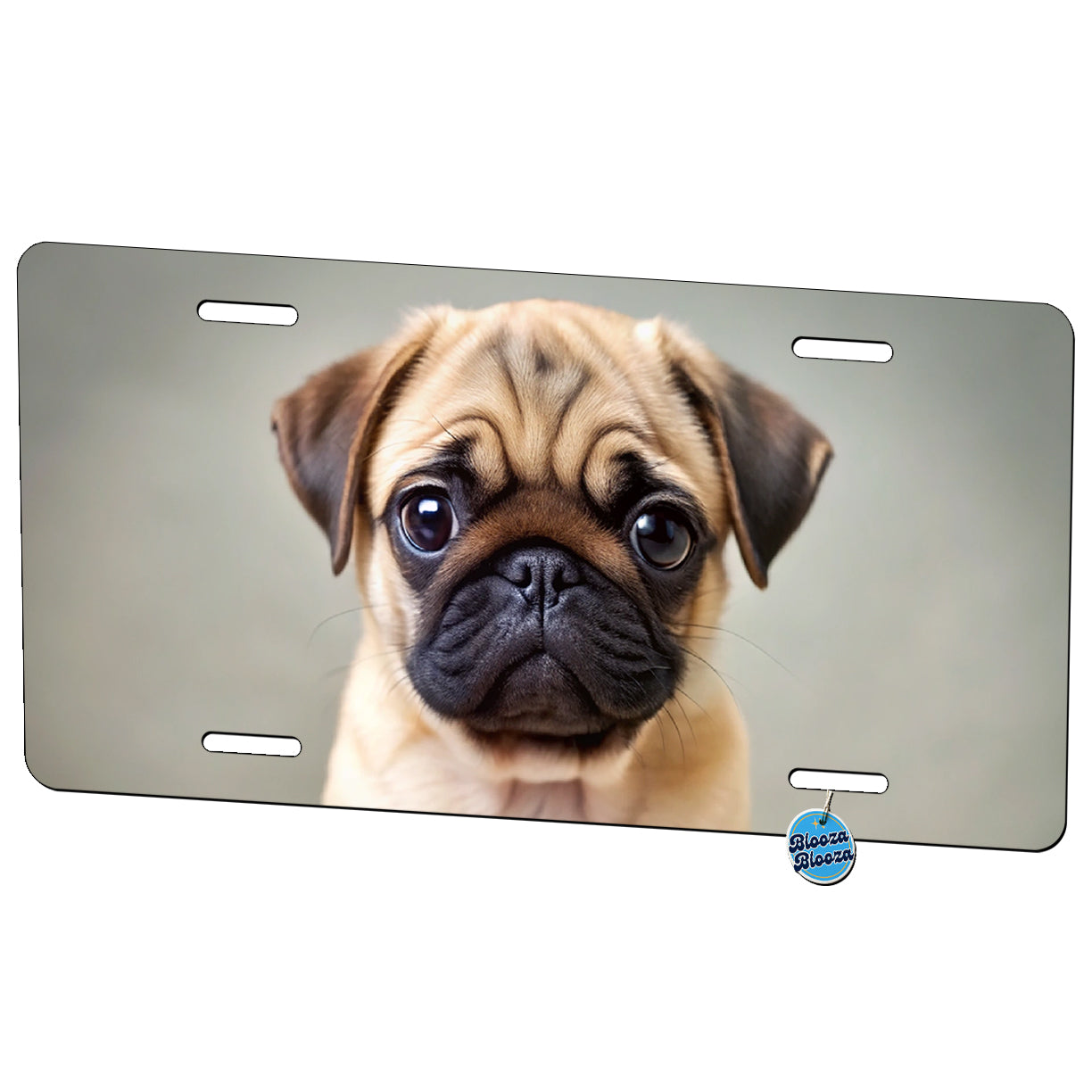 Pug Dog Puppy Photo Metal Vanity Novelty Tag License Plate for Trucks Cars SUVs