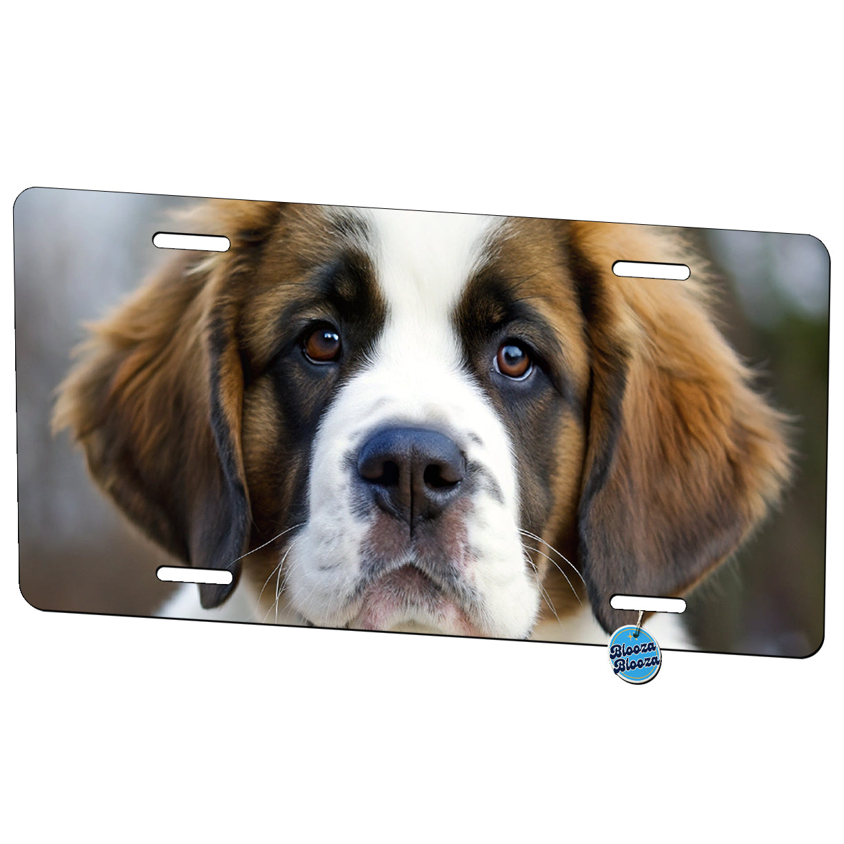 Saint Bernard Dog Puppy Photo Metal Vanity Novelty Tag License Plate for Trucks Cars SUVs
