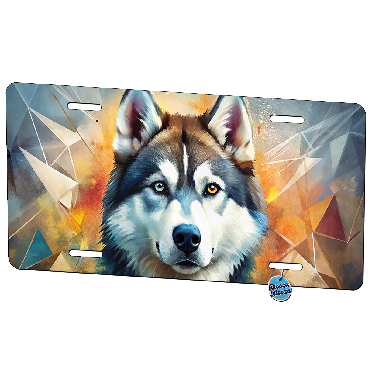 Siberian Husky Dog Abstract Art Metal Vanity Novelty Tag License Plate for Trucks Cars SUVs