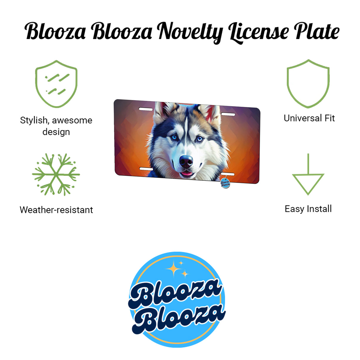 Siberian Husky Dog Pop Art Metal Vanity Novelty Tag License Plate for Trucks Cars SUVs