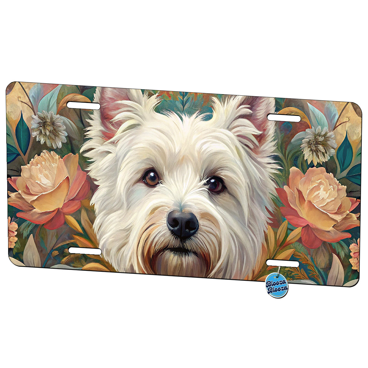 West Highland White Terrier Westie Dog French Bohemian Art Metal Vanity Novelty Tag License Plate for Trucks Cars SUVs