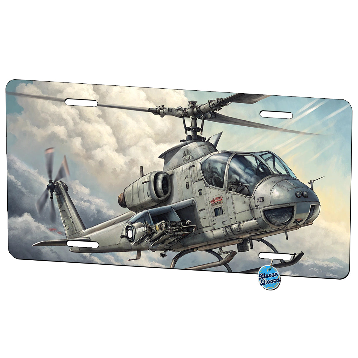 Military Attack Helicopter In Flight Metal Vanity Novelty Tag License Plate for Trucks Cars SUVs