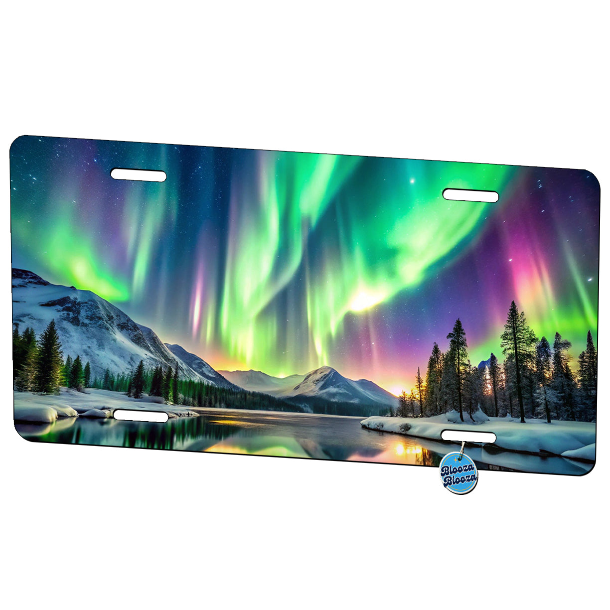 Northern Lights Over Lake Metal Vanity Novelty Tag License Plate for Trucks Cars SUVs