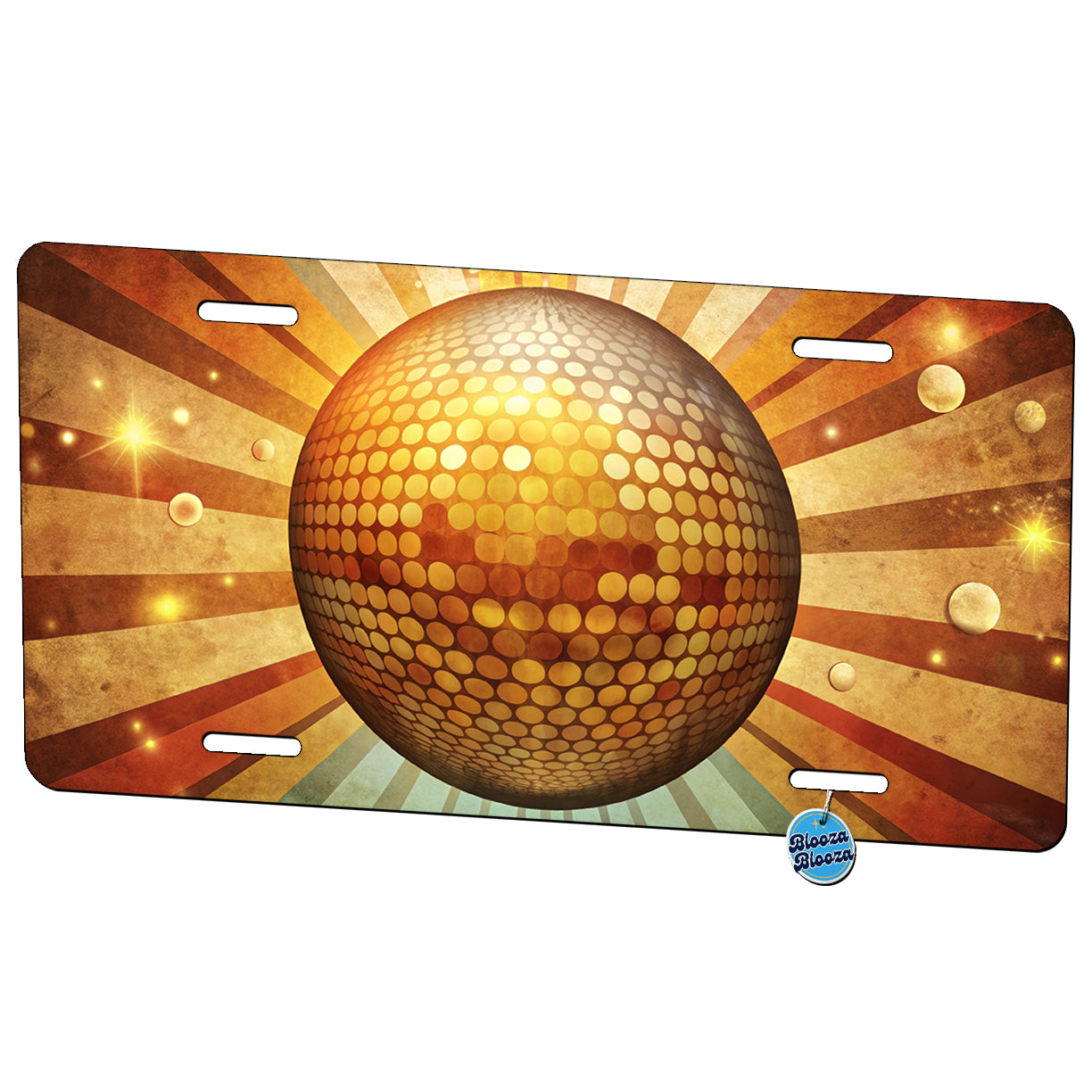 Vintage Retro Disco Ball Design Metal Vanity Novelty Tag License Plate for Trucks Cars SUVs