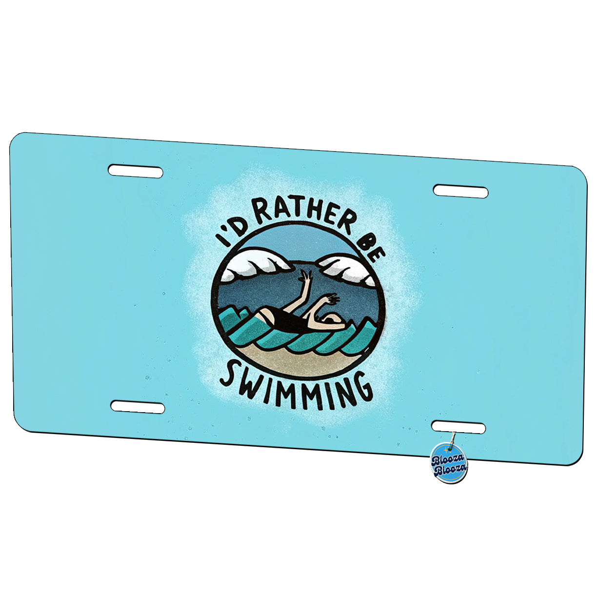 I'd Rather Be Swimming Metal Vanity Novelty Tag License Plate for Trucks Cars SUVs