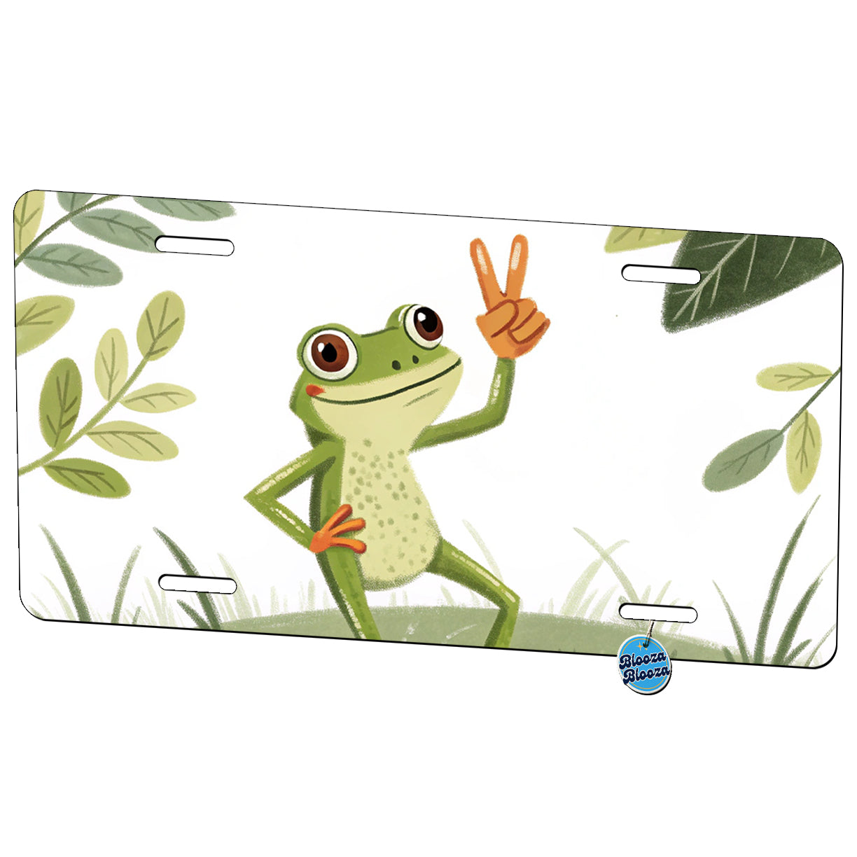 Frog Peace Sign Drawing Funny Metal Vanity Novelty Tag License Plate for Trucks Cars SUVs
