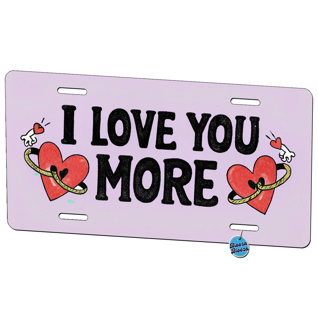 I Love You More Purple Metal Vanity Novelty Tag License Plate for Trucks Cars SUVs