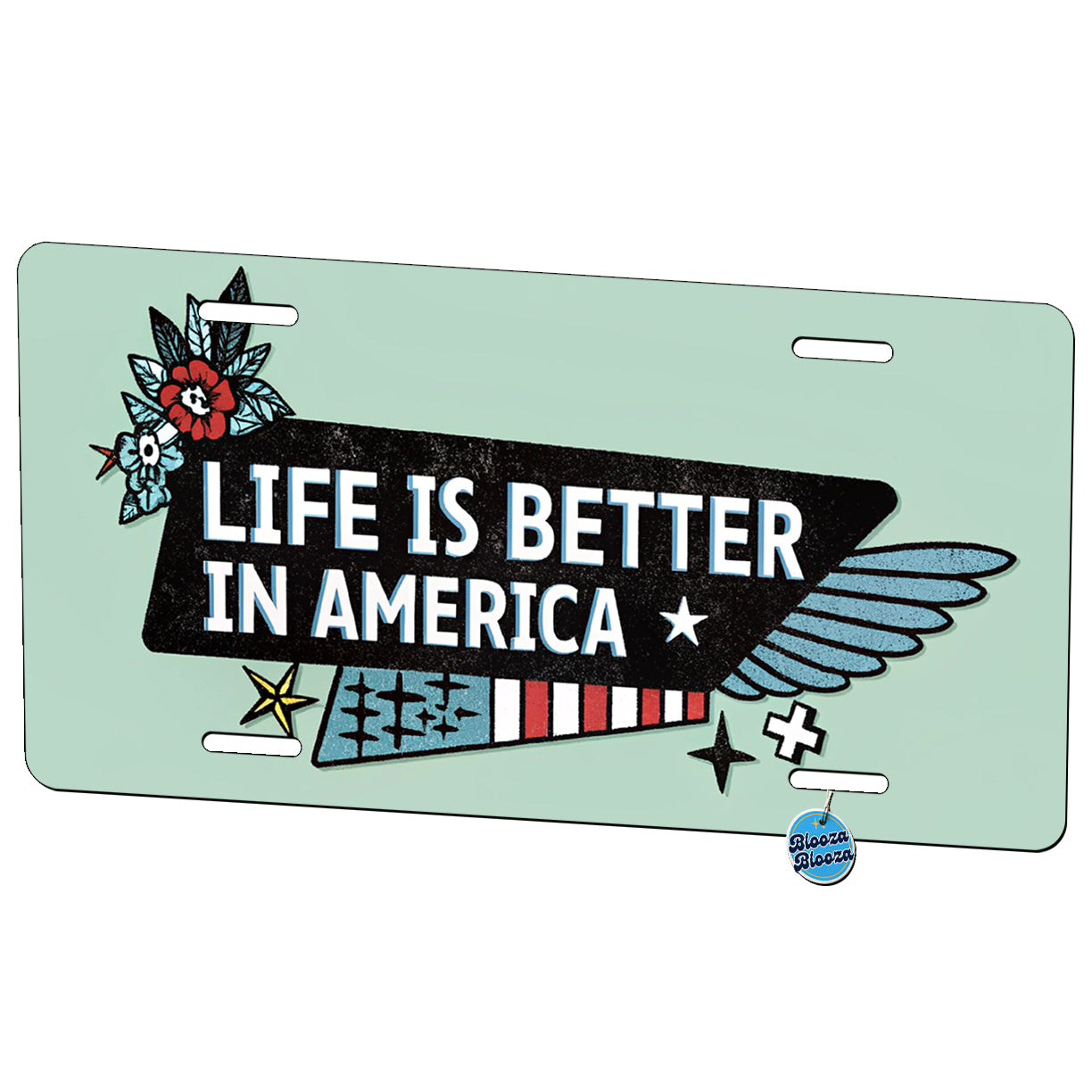 Life Is Better In America USA United States Metal Vanity Novelty Tag License Plate for Trucks Cars SUVs
