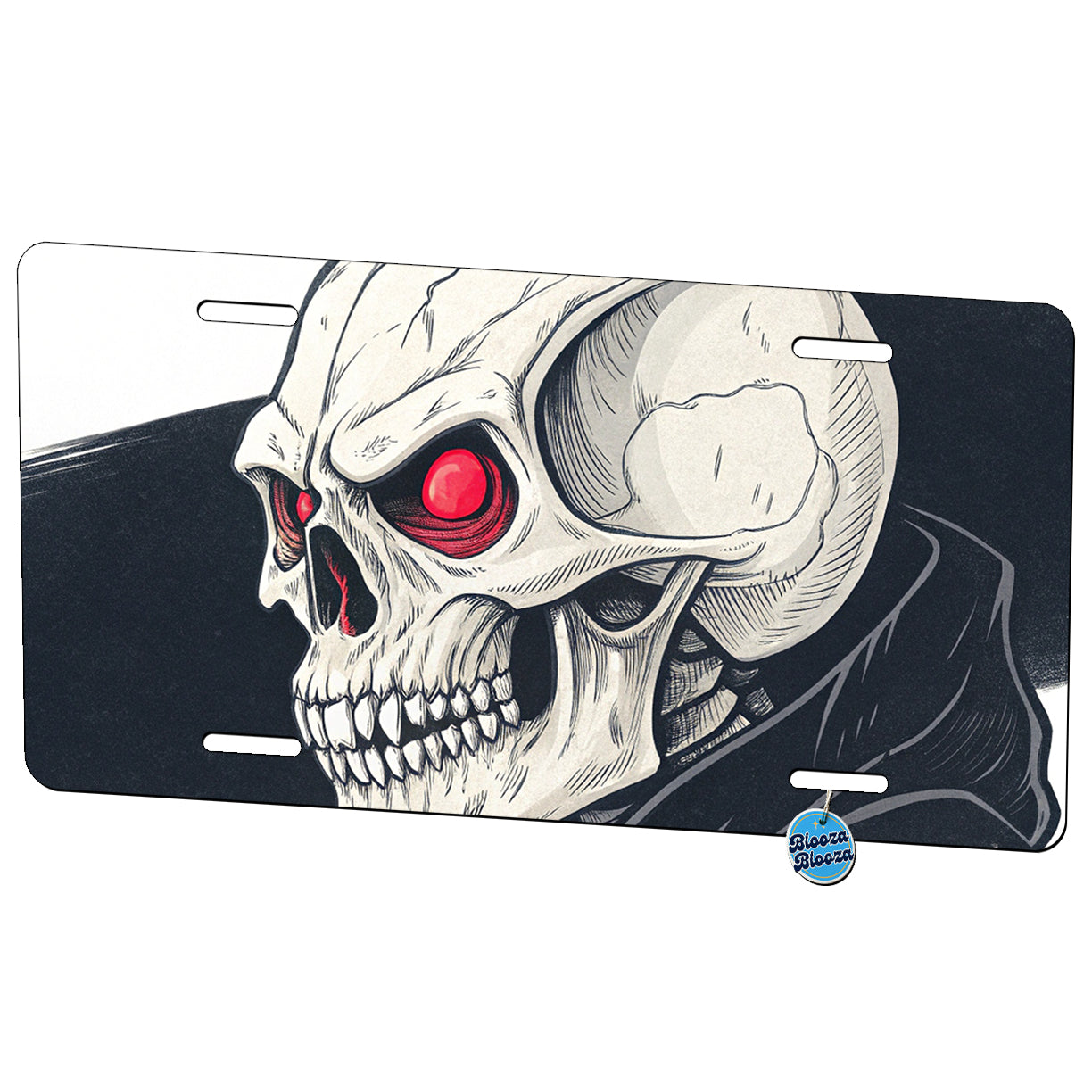 Skull With Red Eyes Menacing Metal Vanity Novelty Tag License Plate for Trucks Cars SUVs
