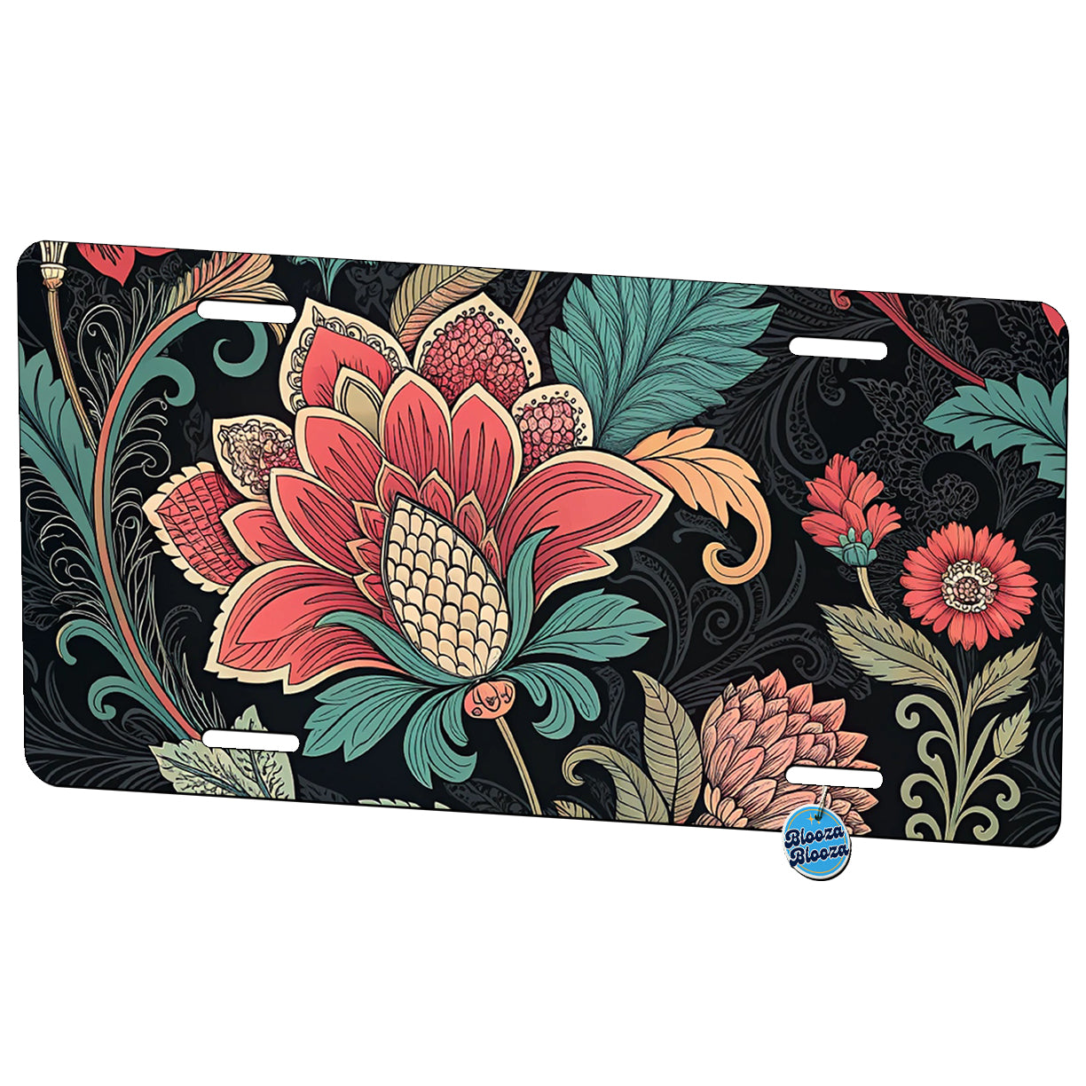 Damask Pretty On Black Metal Vanity Novelty Tag License Plate for Trucks Cars SUVs