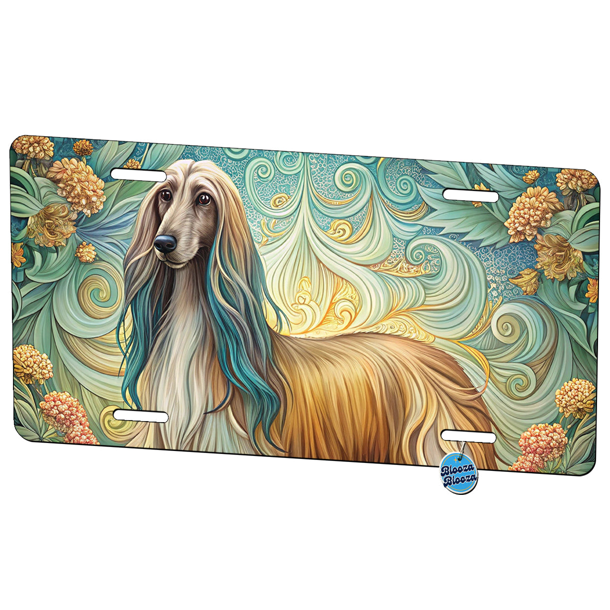Afghan Hound Dog Art Nouveau Metal Vanity Novelty Tag License Plate for Trucks Cars SUVs