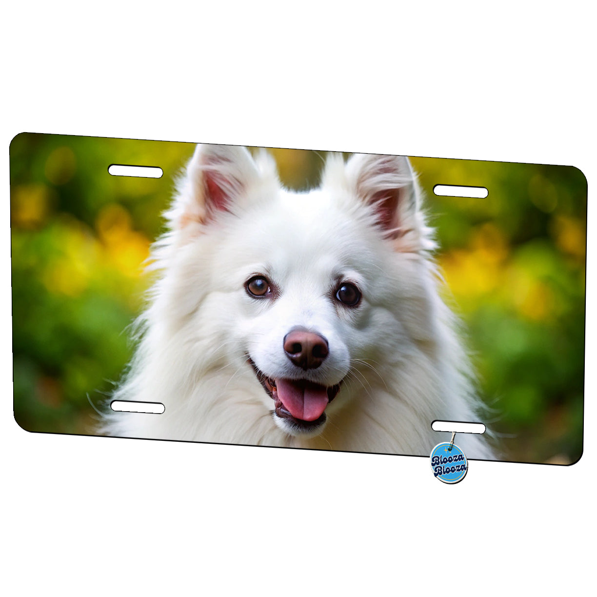 American Eskimo Dog Photo Metal Vanity Novelty Tag License Plate for Trucks Cars SUVs
