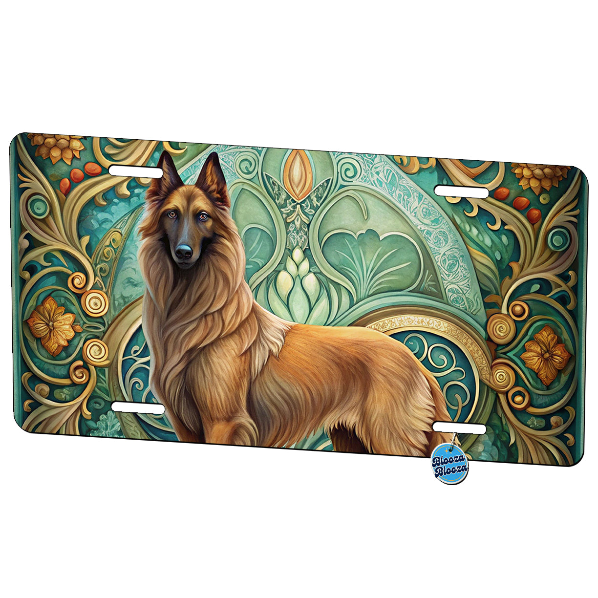 Belgian Tervuren Dog Art Nouveau Metal Vanity Novelty Tag License Plate for Trucks Cars SUVs