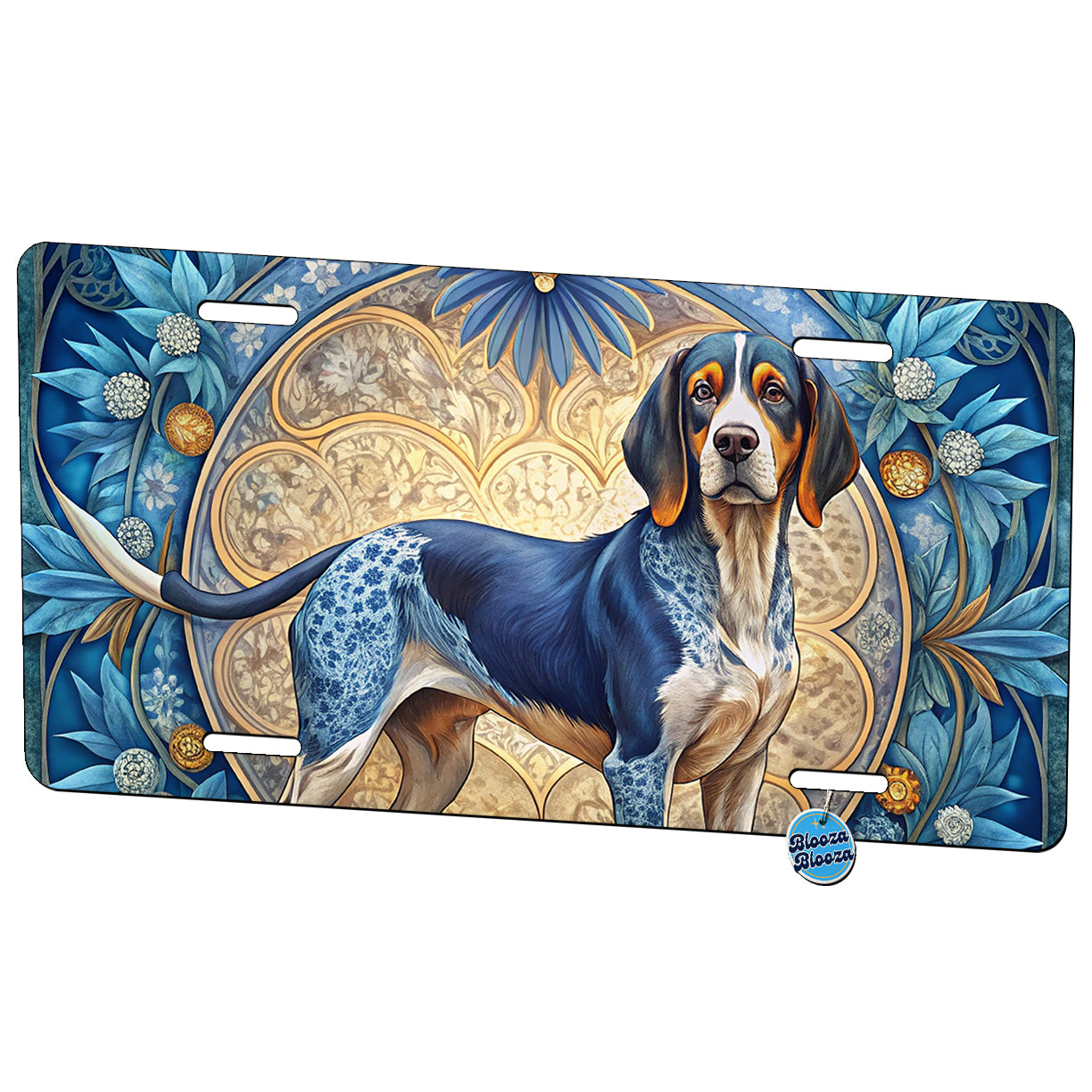 Bluetick Coonhound Dog Art Nouveau Metal Vanity Novelty Tag License Plate for Trucks Cars SUVs