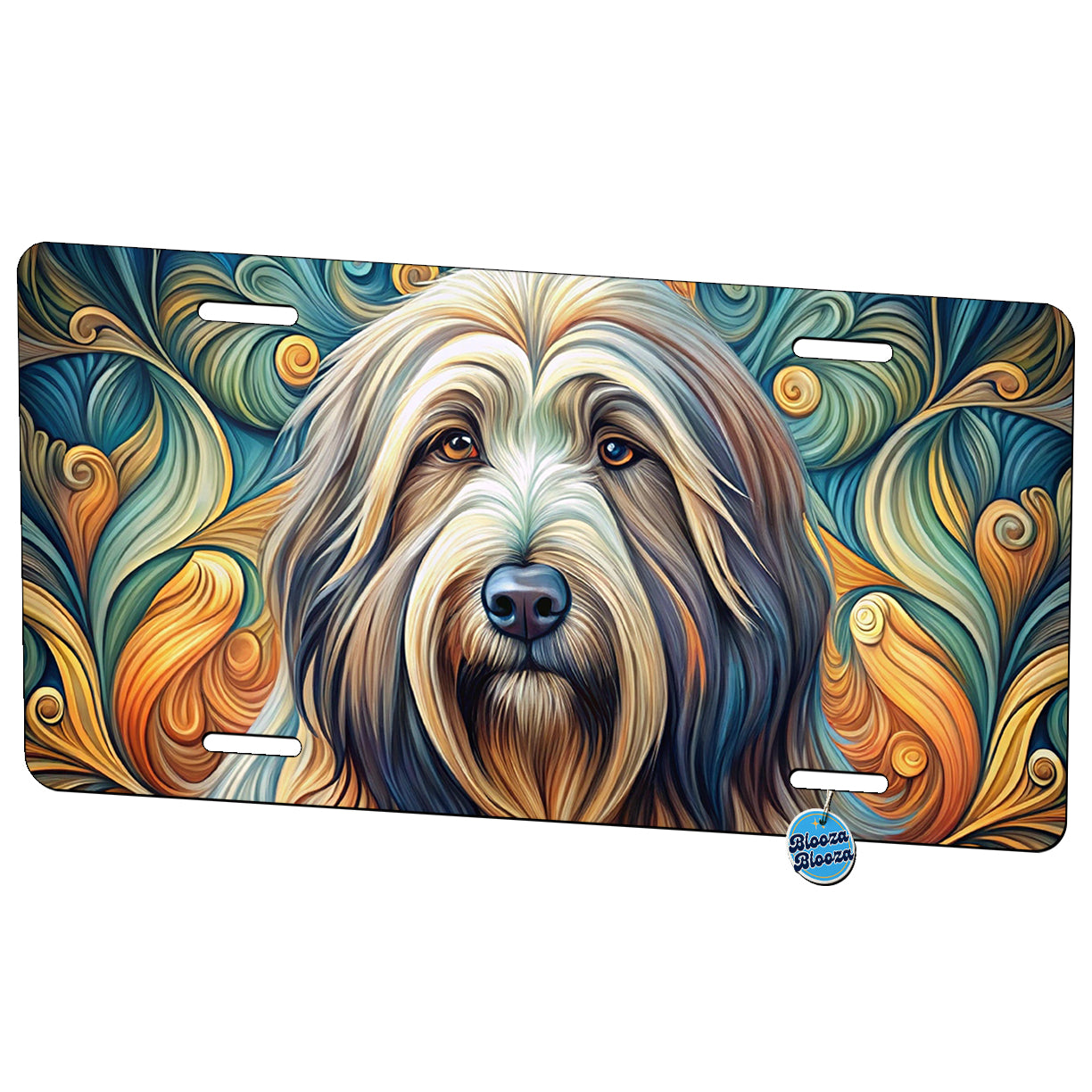 Briard Dog Art Nouveau Metal Vanity Novelty Tag License Plate for Trucks Cars SUVs