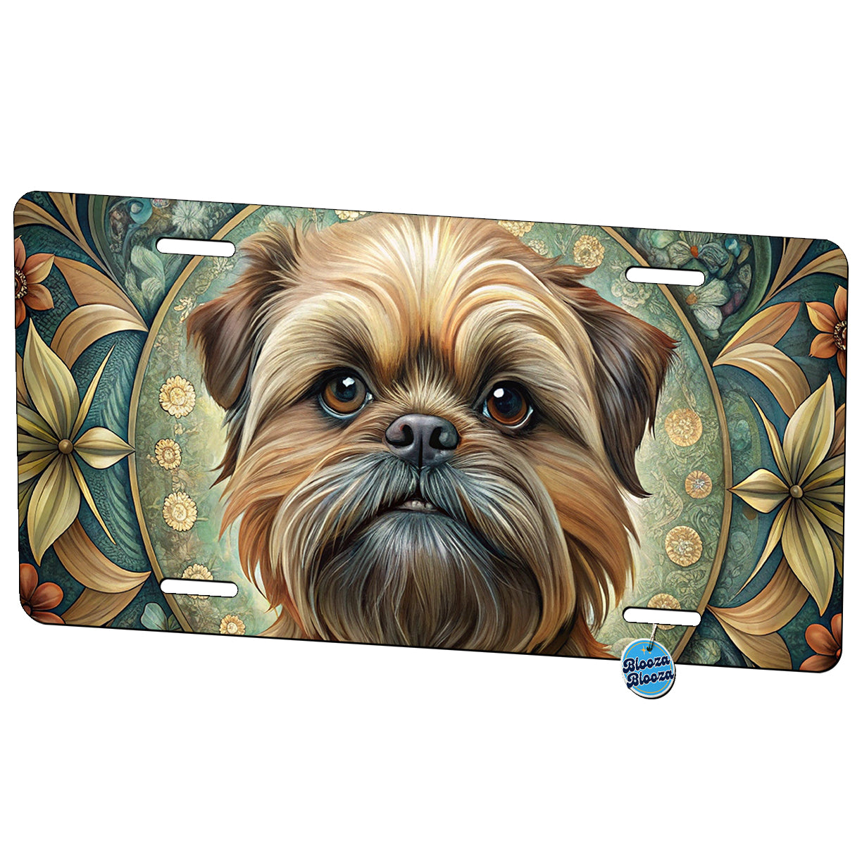 Brussels Griffon Dog Art Nouveau Metal Vanity Novelty Tag License Plate for Trucks Cars SUVs
