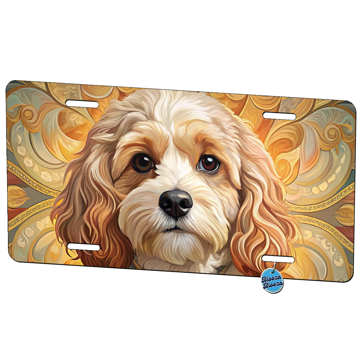 Cavachon Dog Art Nouveau Metal Vanity Novelty Tag License Plate for Trucks Cars SUVs