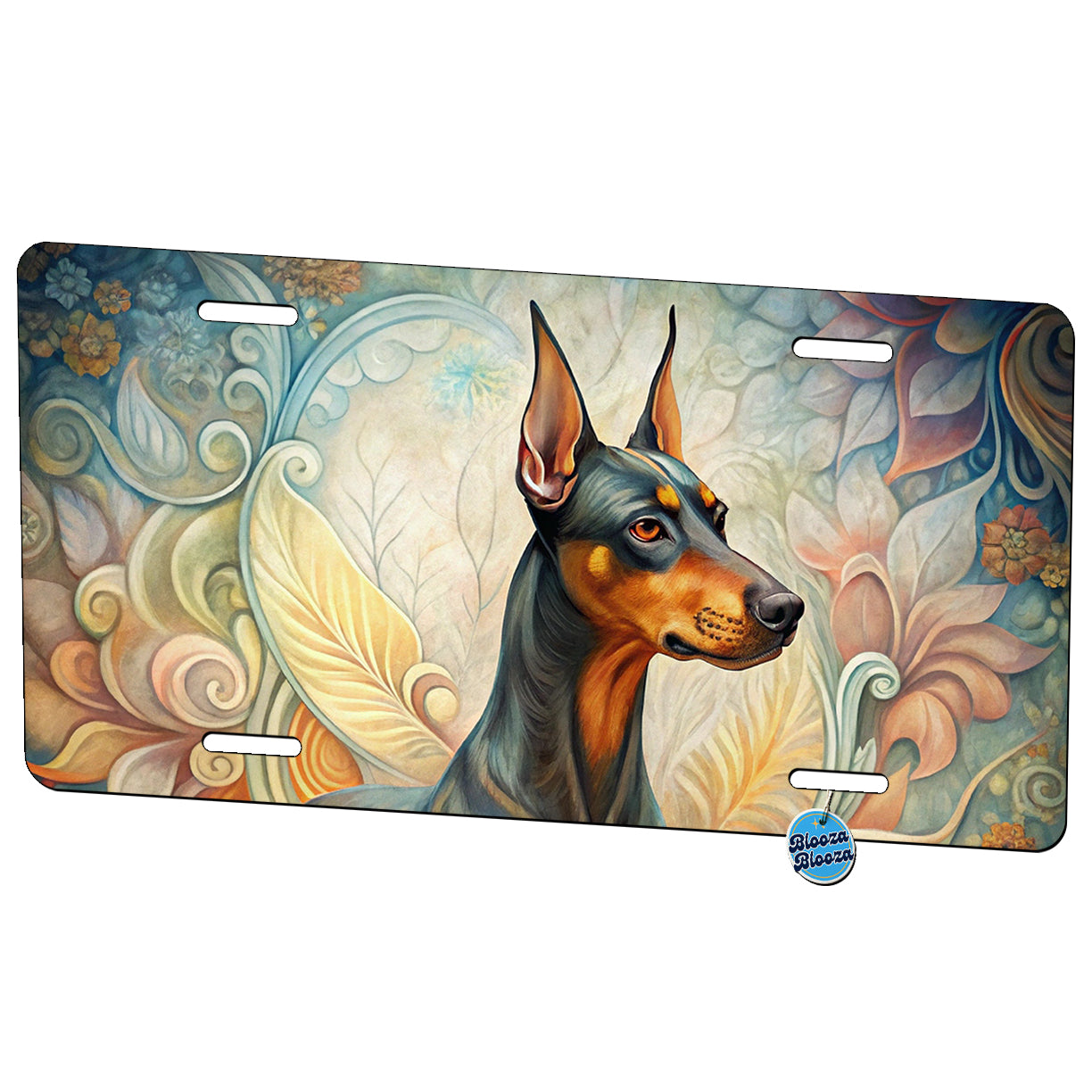 German Pinscher Dog Art Nouveau Metal Vanity Novelty Tag License Plate for Trucks Cars SUVs