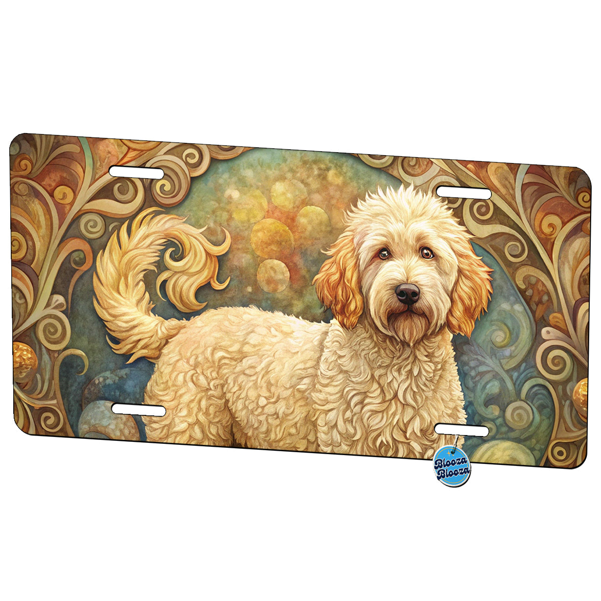 Goldendoodle Dog Art Nouveau Metal Vanity Novelty Tag License Plate for Trucks Cars SUVs