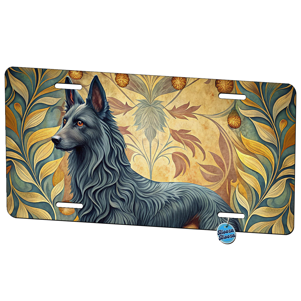 Groenendael Belgian Sheepdog Dog Art Nouveau Metal Vanity Novelty Tag License Plate for Trucks Cars SUVs