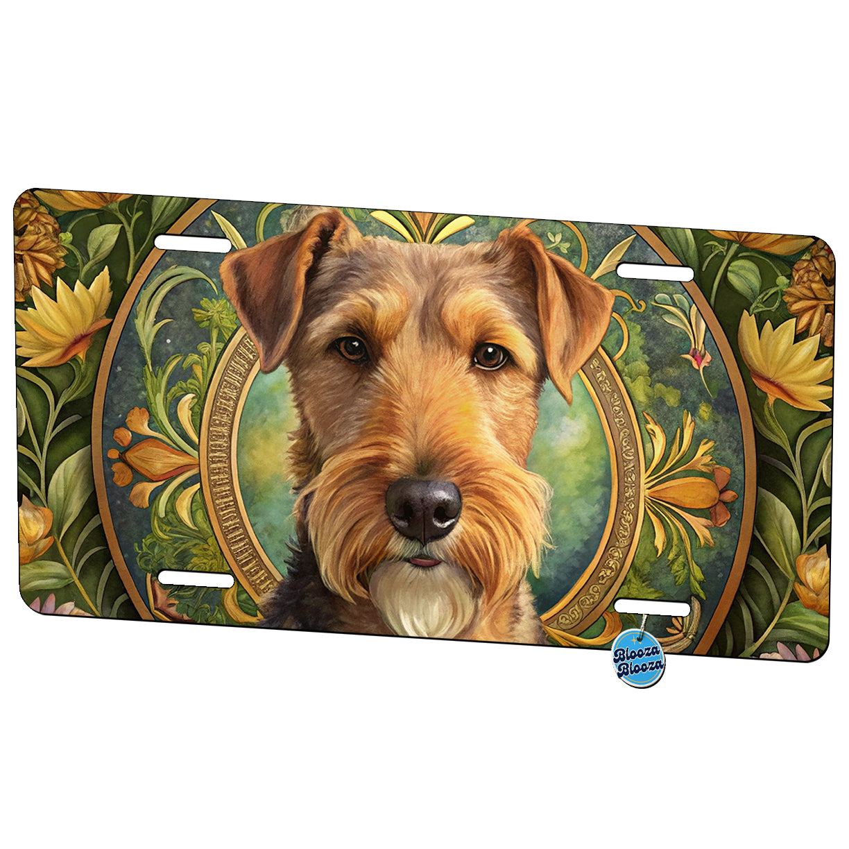 Lakeland Terrier Dog Art Nouveau Metal Vanity Novelty Tag License Plate for Trucks Cars SUVs