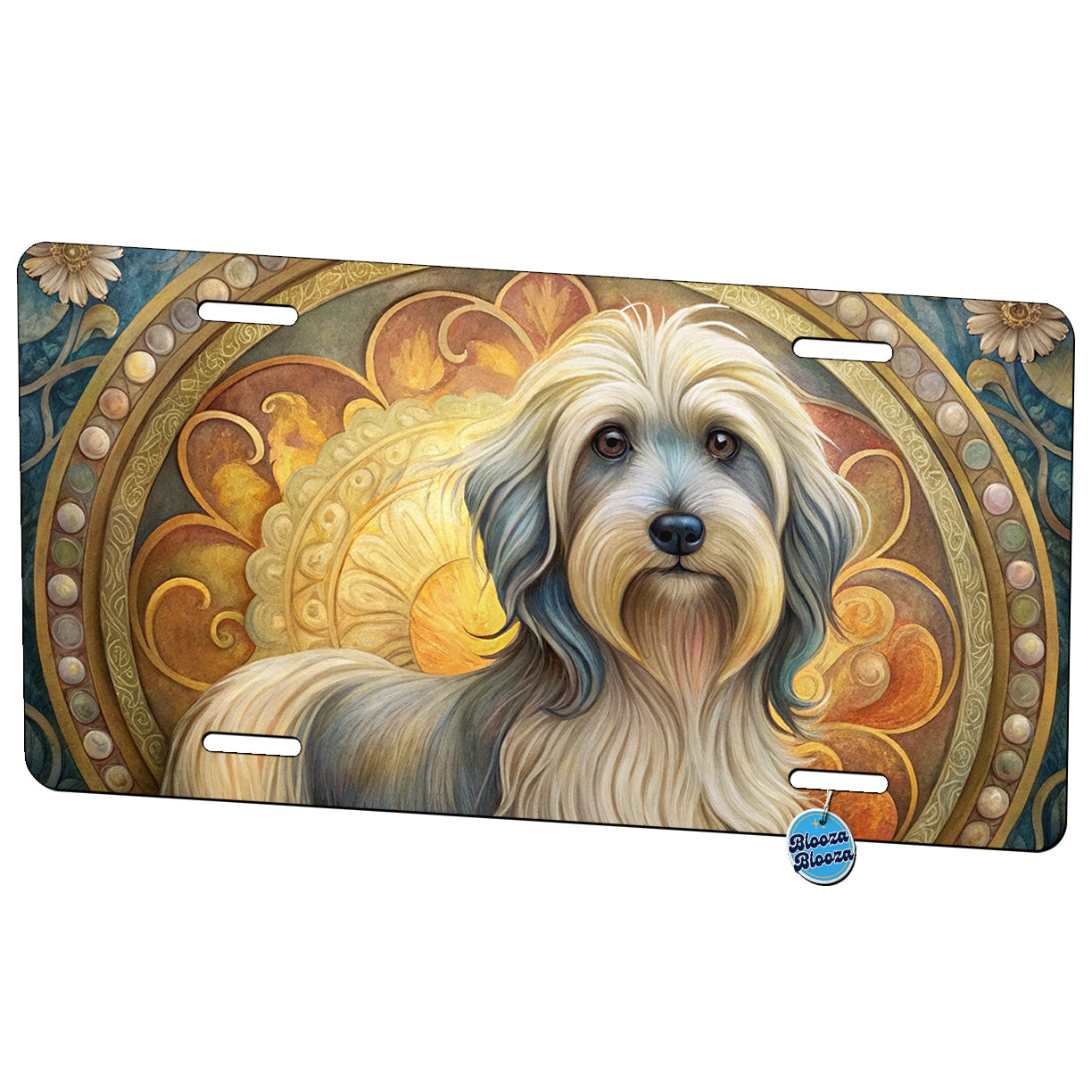 Lowchen Little Lion Dog Art Nouveau Metal Vanity Novelty Tag License Plate for Trucks Cars SUVs