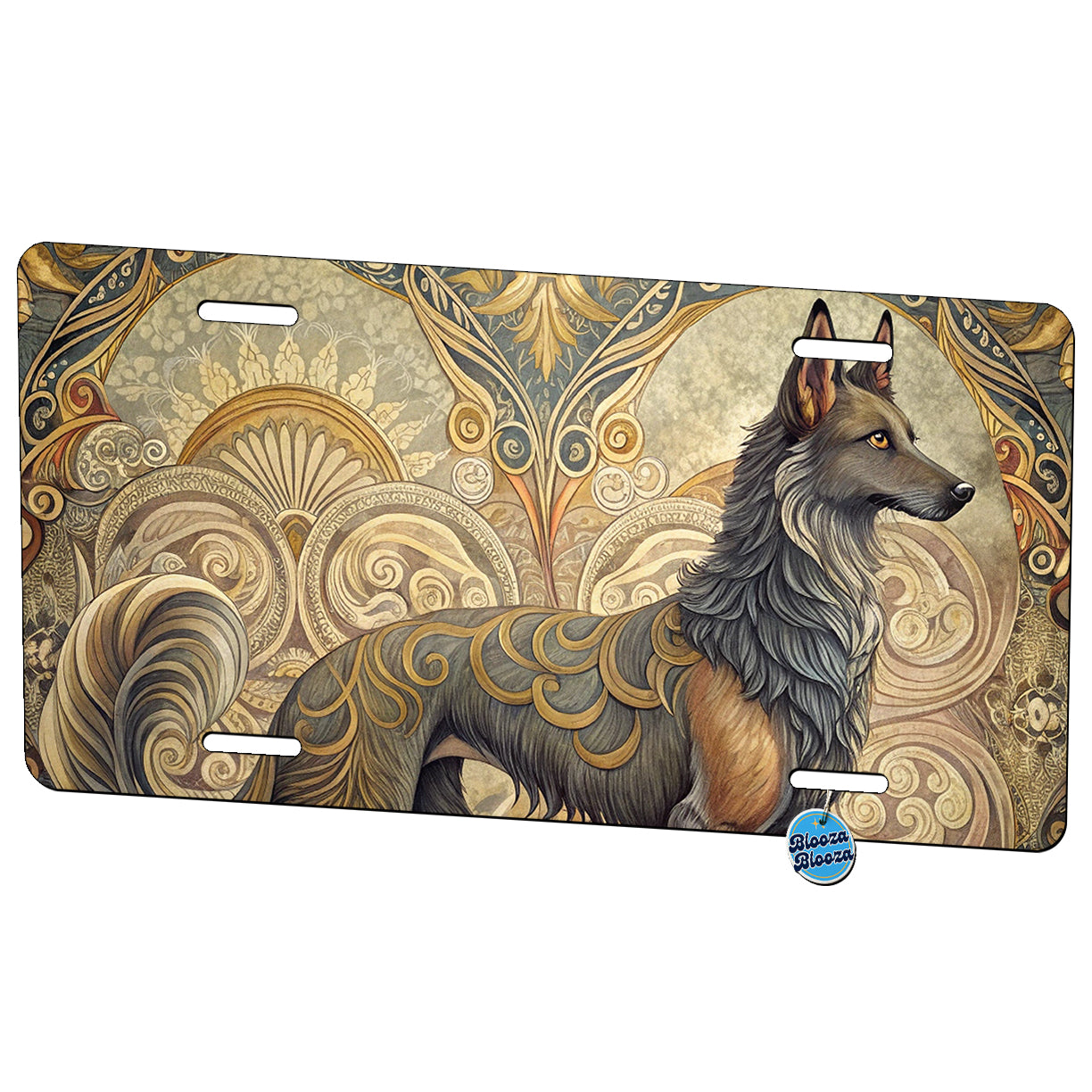 Mudi Dog Art Nouveau Metal Vanity Novelty Tag License Plate for Trucks Cars SUVs