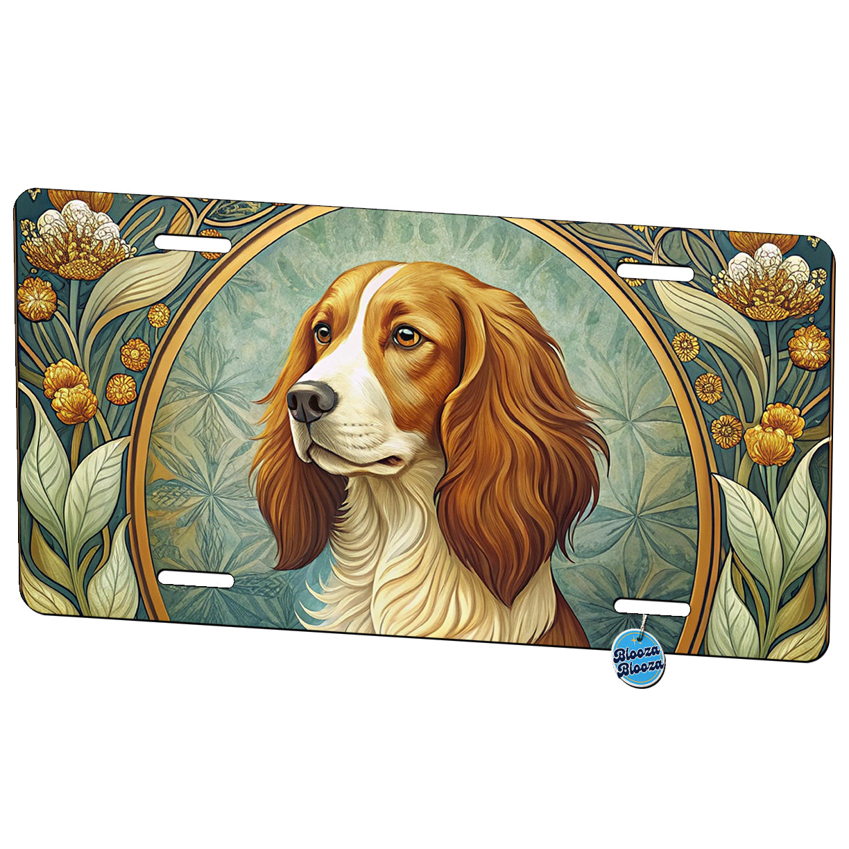 Nederlandse Kooikerhondje Dog Art Nouveau Metal Vanity Novelty Tag License Plate for Trucks Cars SUVs