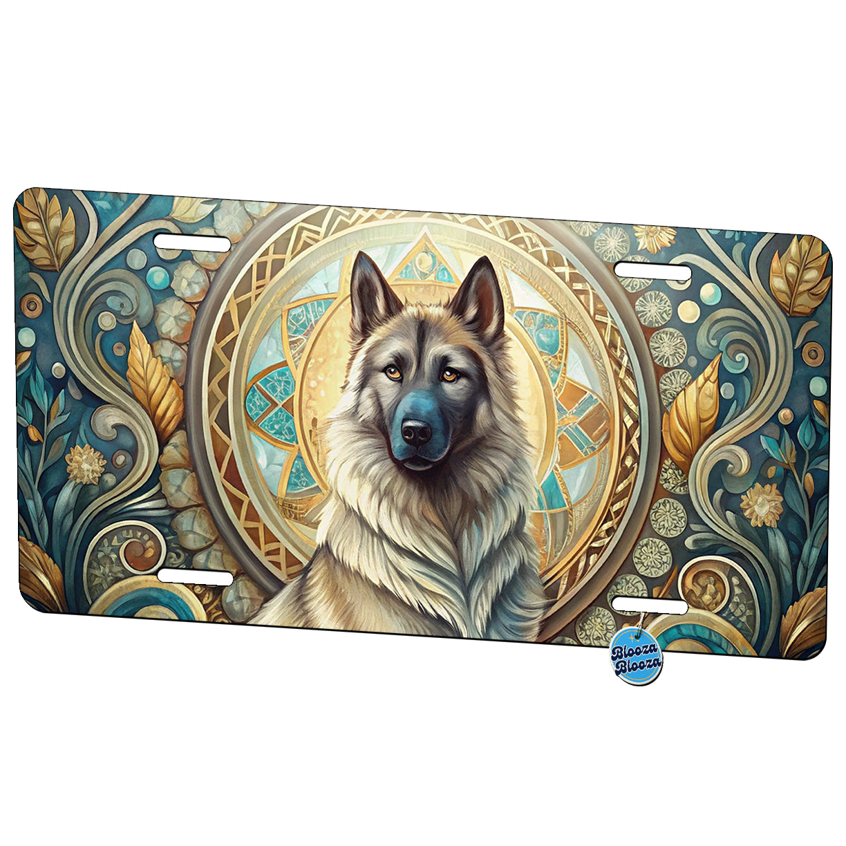 Norwegian Elkhound Dog Art Nouveau Metal Vanity Novelty Tag License Plate for Trucks Cars SUVs