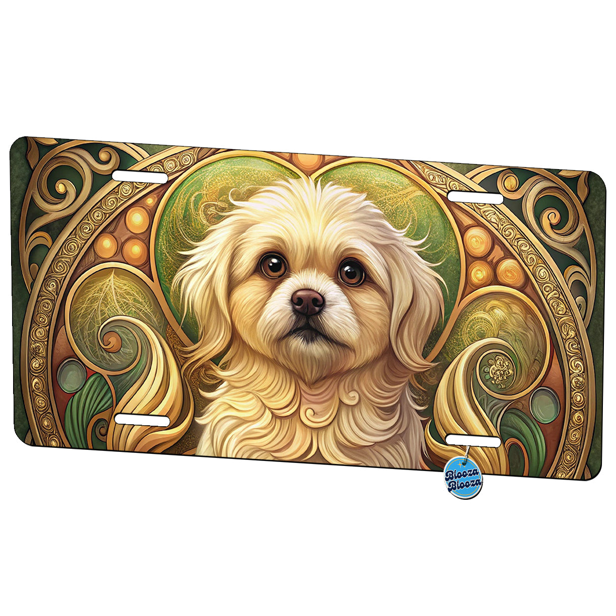 Pekapoo Dog Art Nouveau Metal Vanity Novelty Tag License Plate for Trucks Cars SUVs