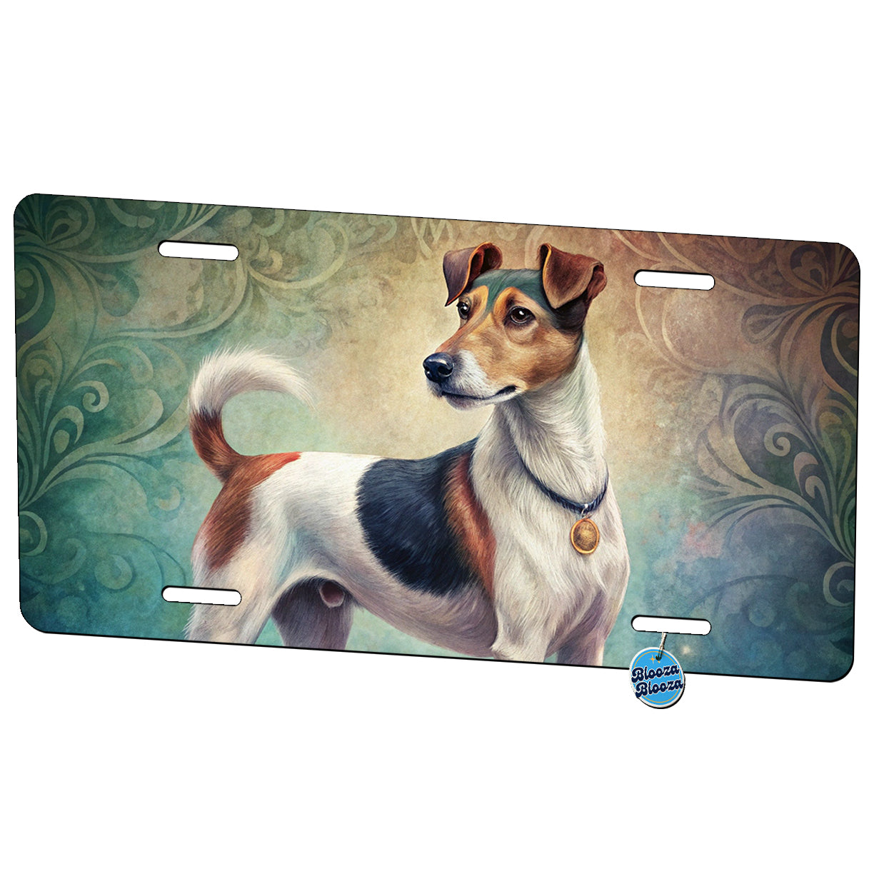 Smooth Fox Terrier Dog Art Nouveau Metal Vanity Novelty Tag License Plate for Trucks Cars SUVs