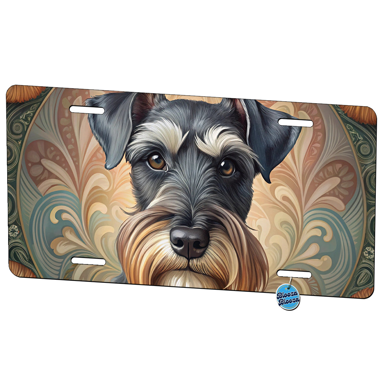 Standard Schnauzer Dog Art Nouveau Metal Vanity Novelty Tag License Plate for Trucks Cars SUVs
