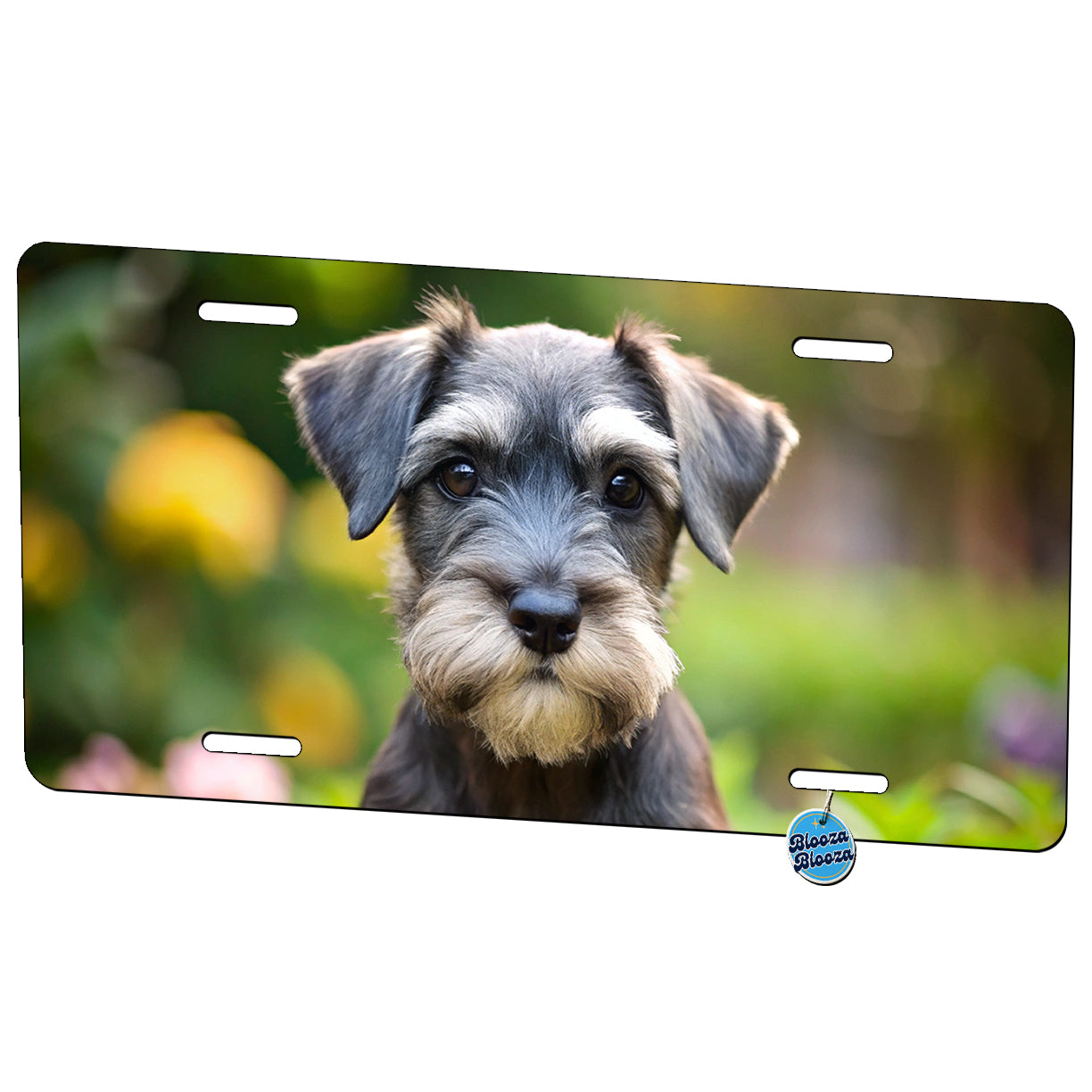 Standard Schnauzer Dog Puppy Photo Metal Vanity Novelty Tag License Plate for Trucks Cars SUVs