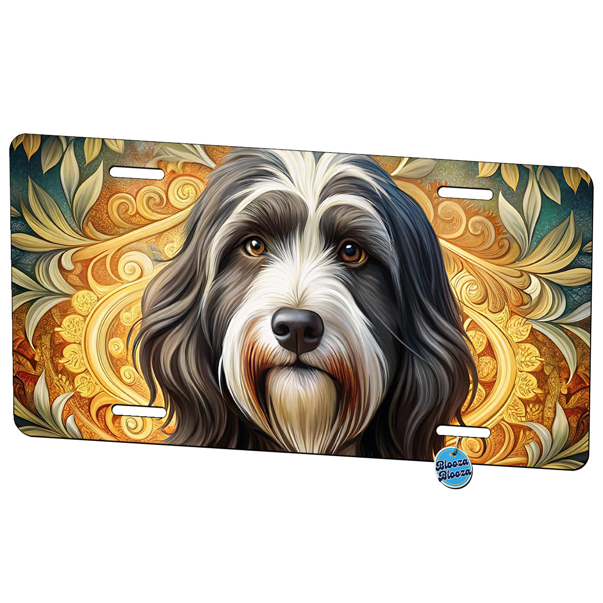 Tibetan Terrier Dog Art Nouveau Metal Vanity Novelty Tag License Plate for Trucks Cars SUVs
