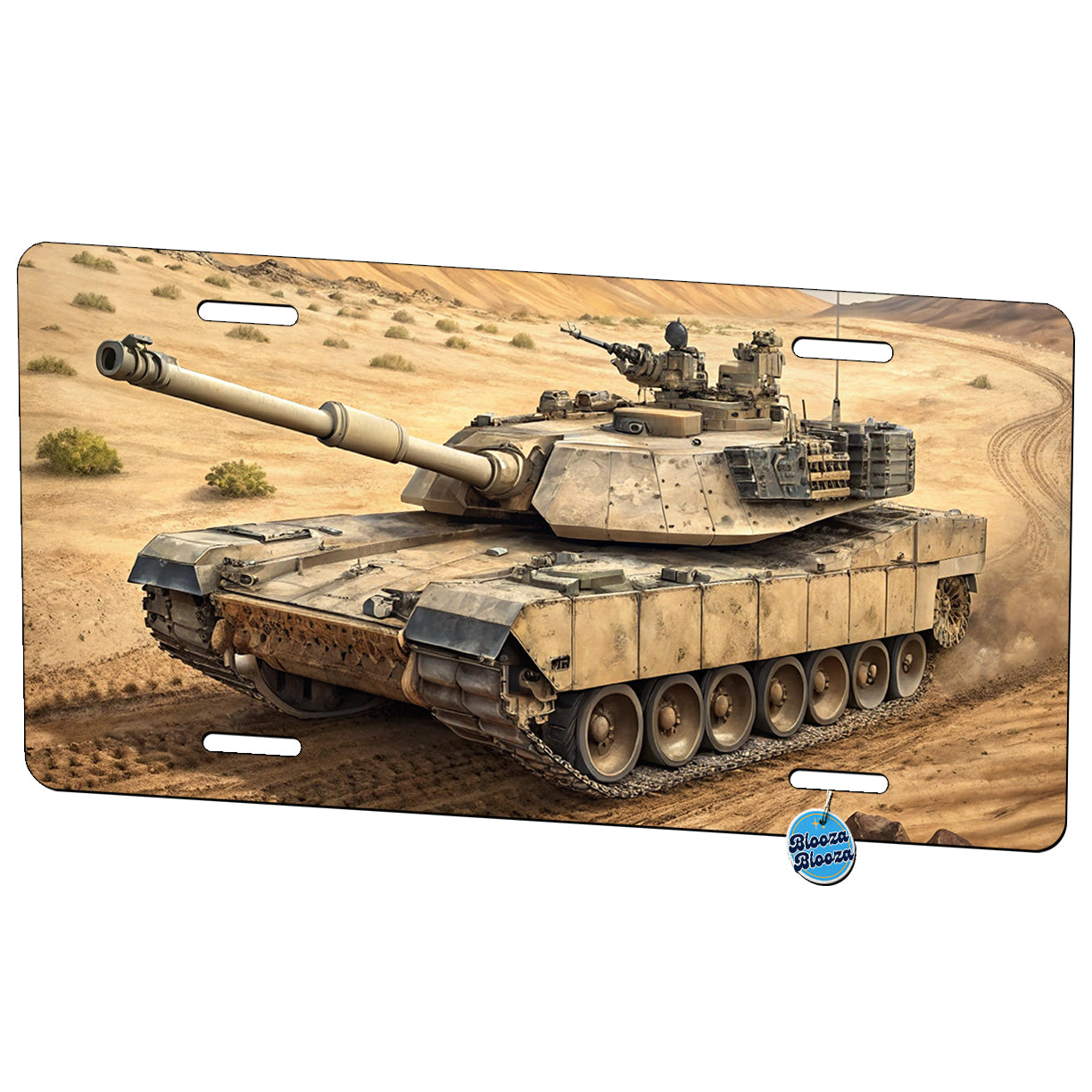 M1 Abrams Tank in the Desert Metal Vanity Novelty Tag License Plate for Trucks Cars SUVs