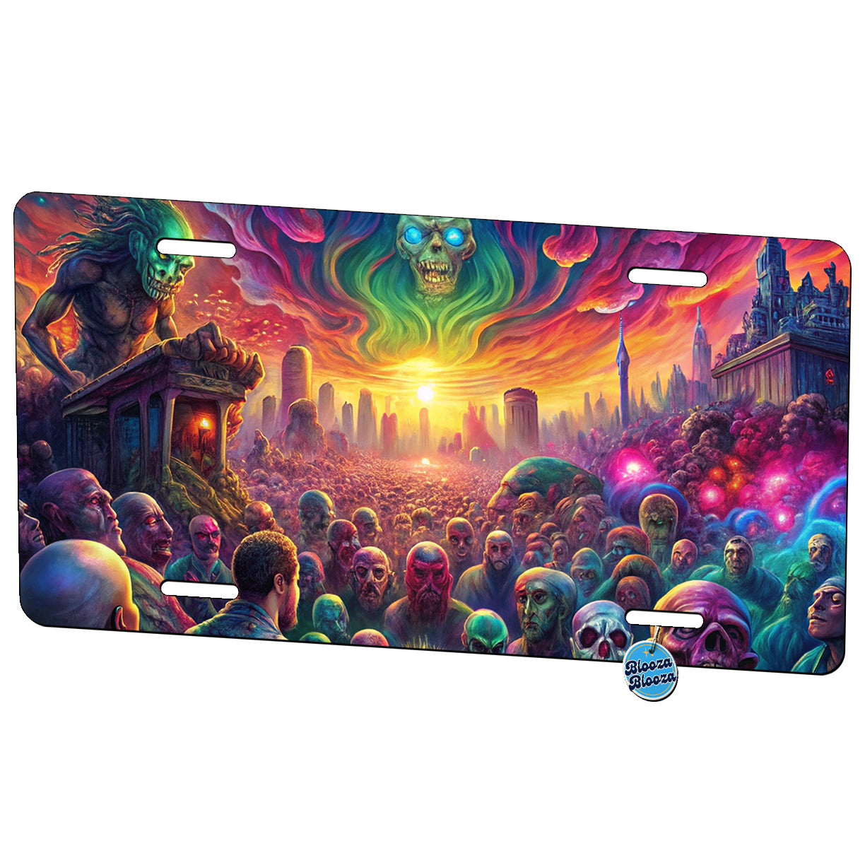 Psychedelic Zombie Outbreak Metal Vanity Novelty Tag License Plate for Trucks Cars SUVs