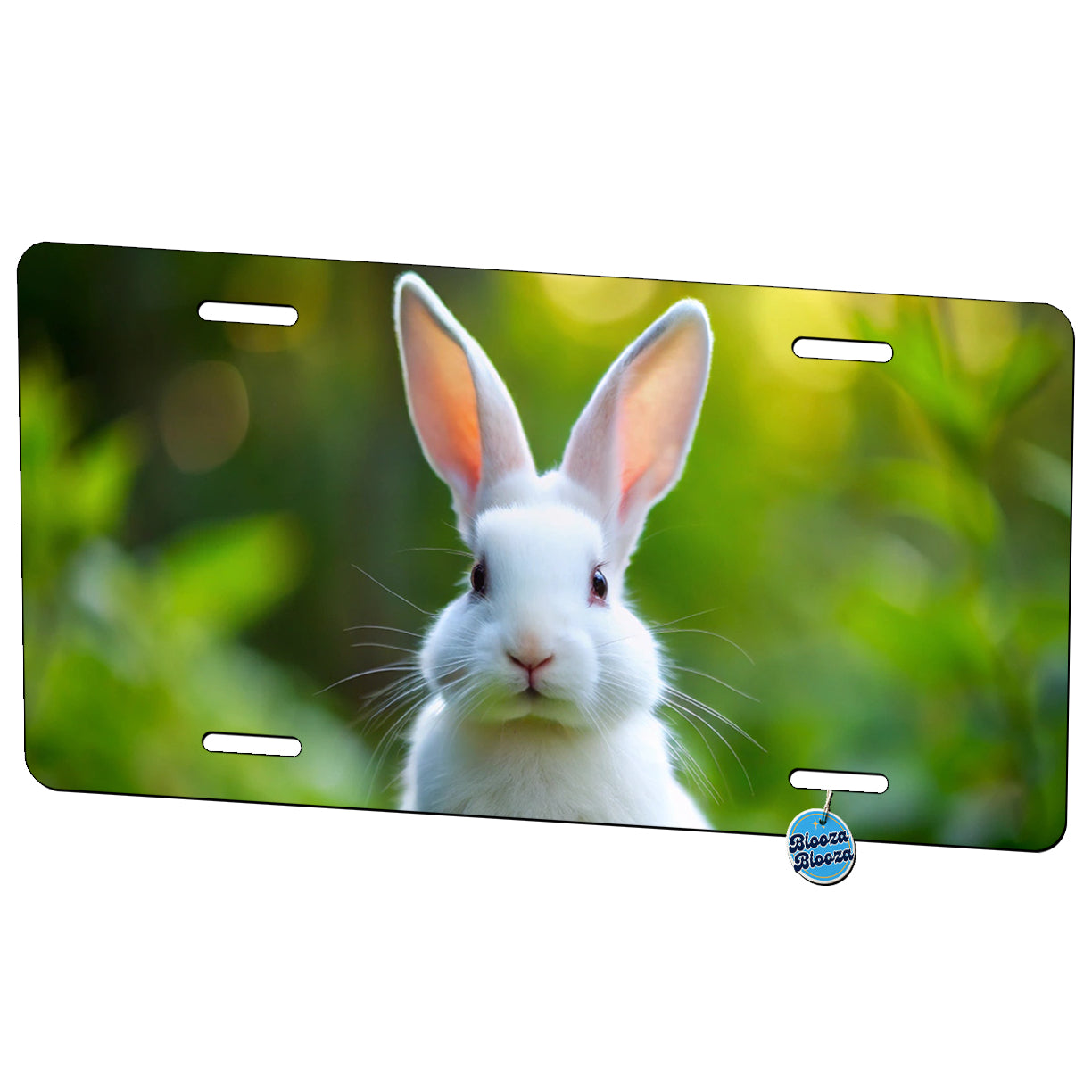 White Bunny Rabbit Metal Vanity Novelty Tag License Plate for Trucks Cars SUVs