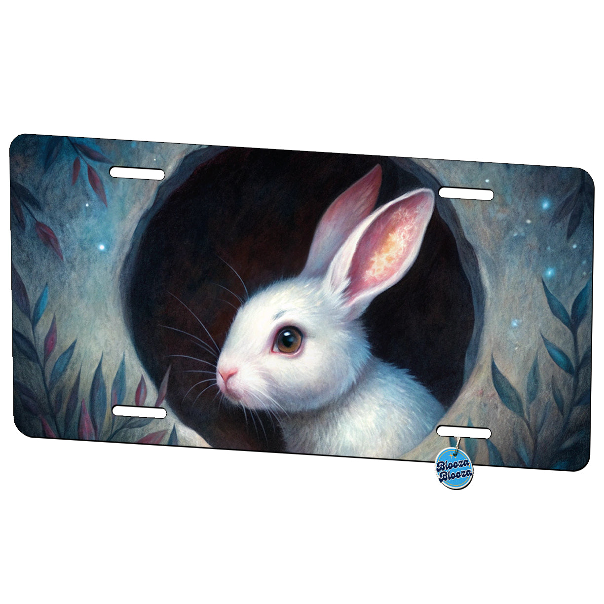White Rabbit Bunny In A Dark Hole Metal Vanity Novelty Tag License Plate for Trucks Cars SUVs