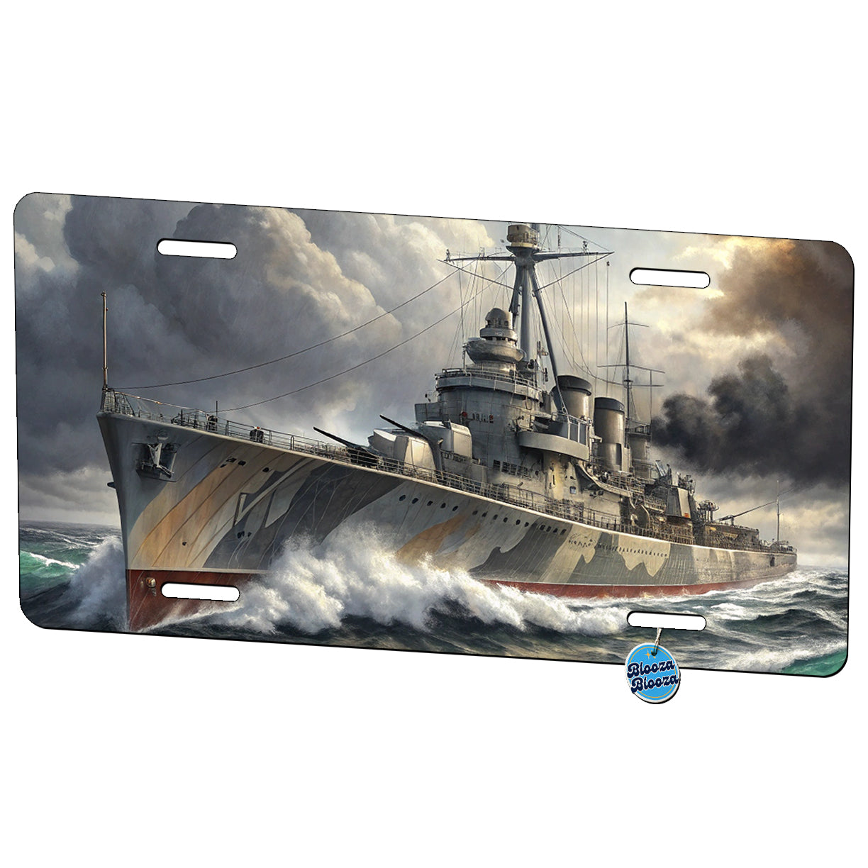 WWII Destroyer at Sea Metal Vanity Novelty Tag License Plate for Trucks Cars SUVs