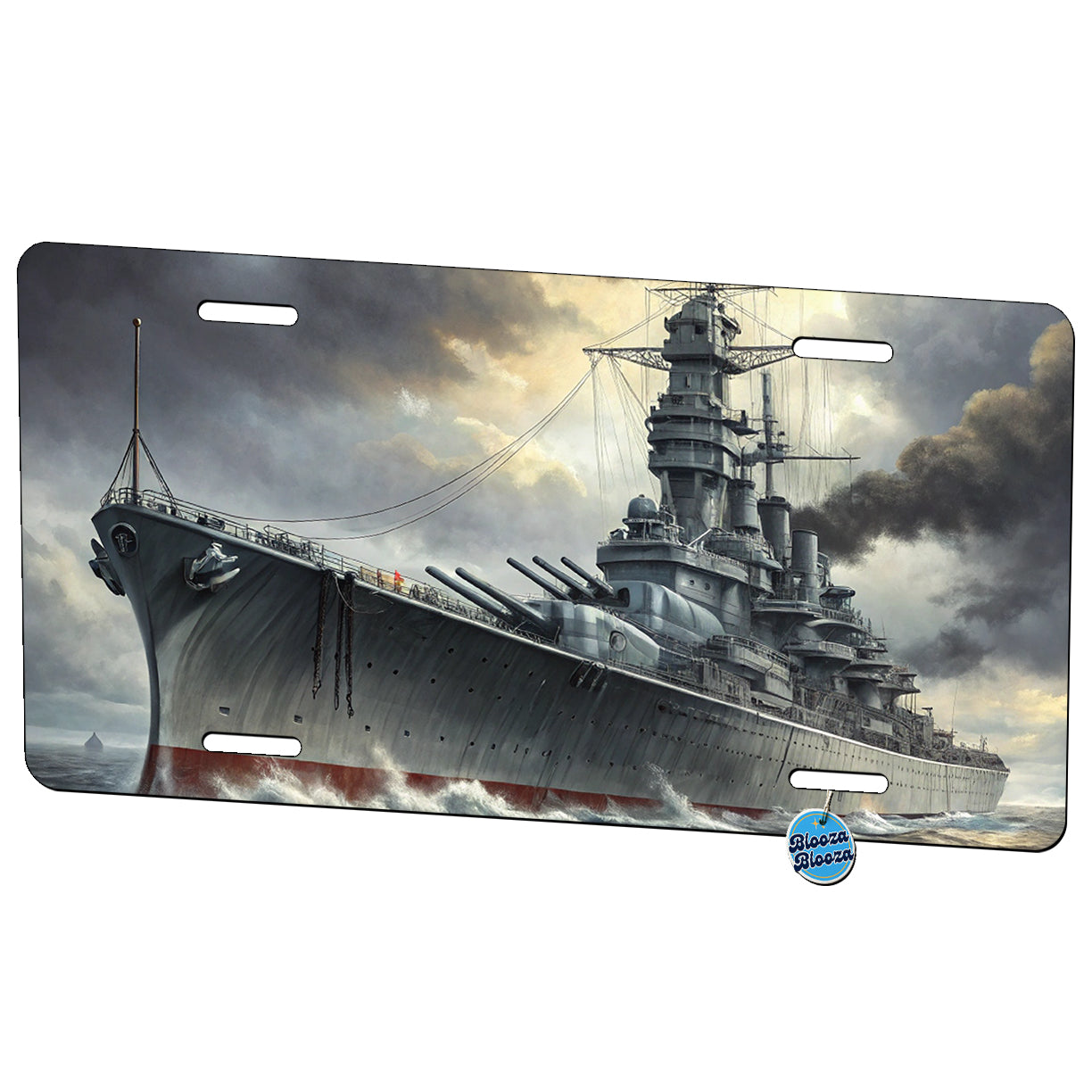 WWII Yamato-Class Battleship At Sea Metal Vanity Novelty Tag License Plate for Trucks Cars SUVs