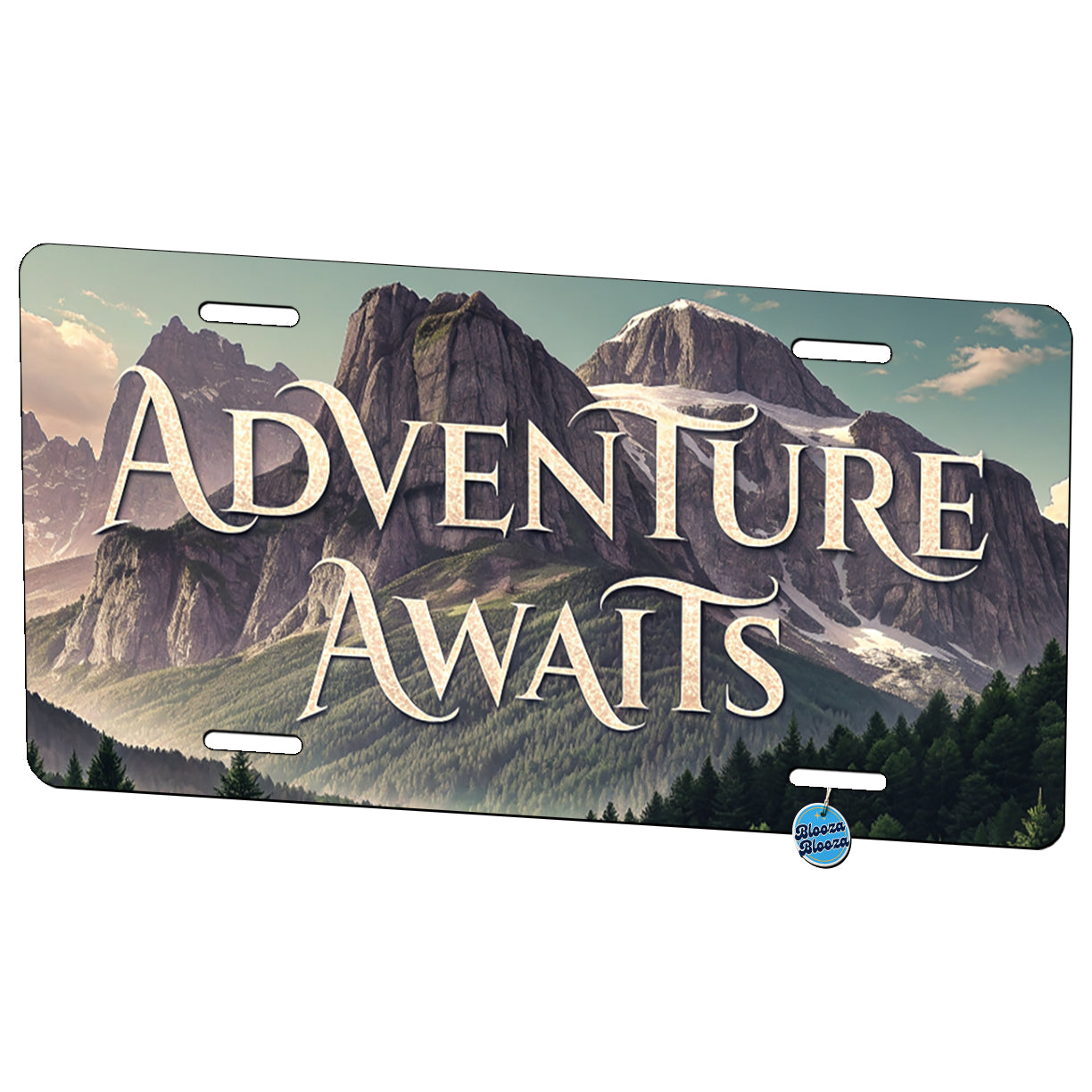Adventure Awaits Mountains Hiking Camping Metal Vanity Novelty Tag License Plate for Trucks Cars SUVs