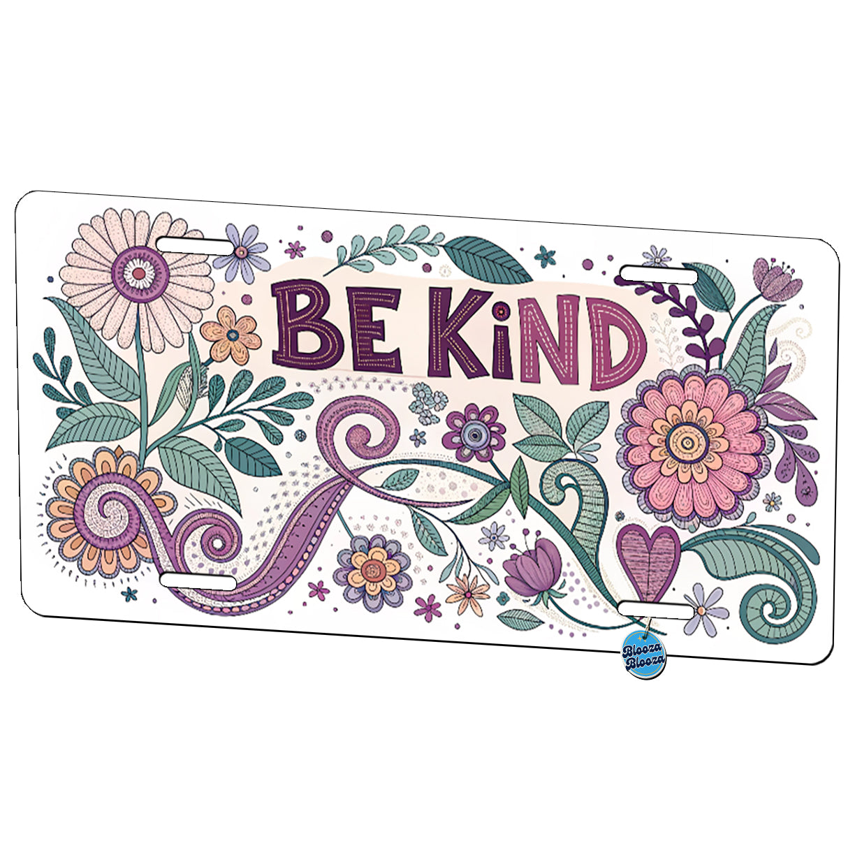 Be Kind Hippie Floral Pattern Metal Vanity Novelty Tag License Plate for Trucks Cars SUVs