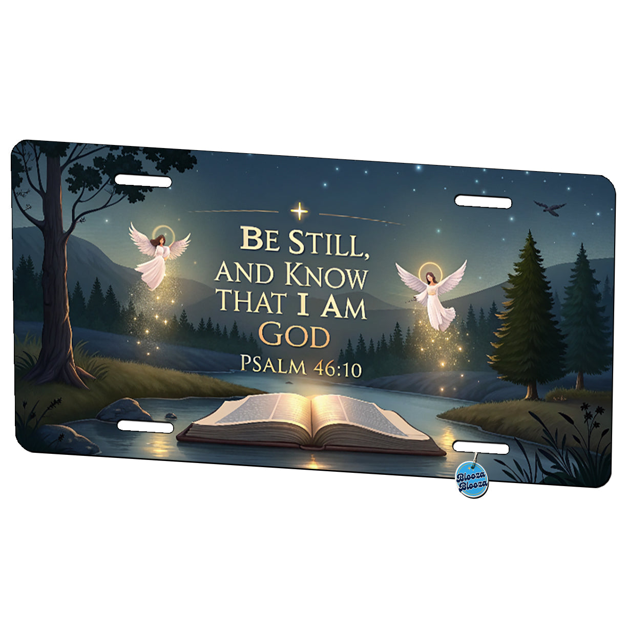 Be Still And Know That I Am God Psalm 46-10 Angels Outdoor Metal Vanity Novelty Tag License Plate for Trucks Cars SUVs