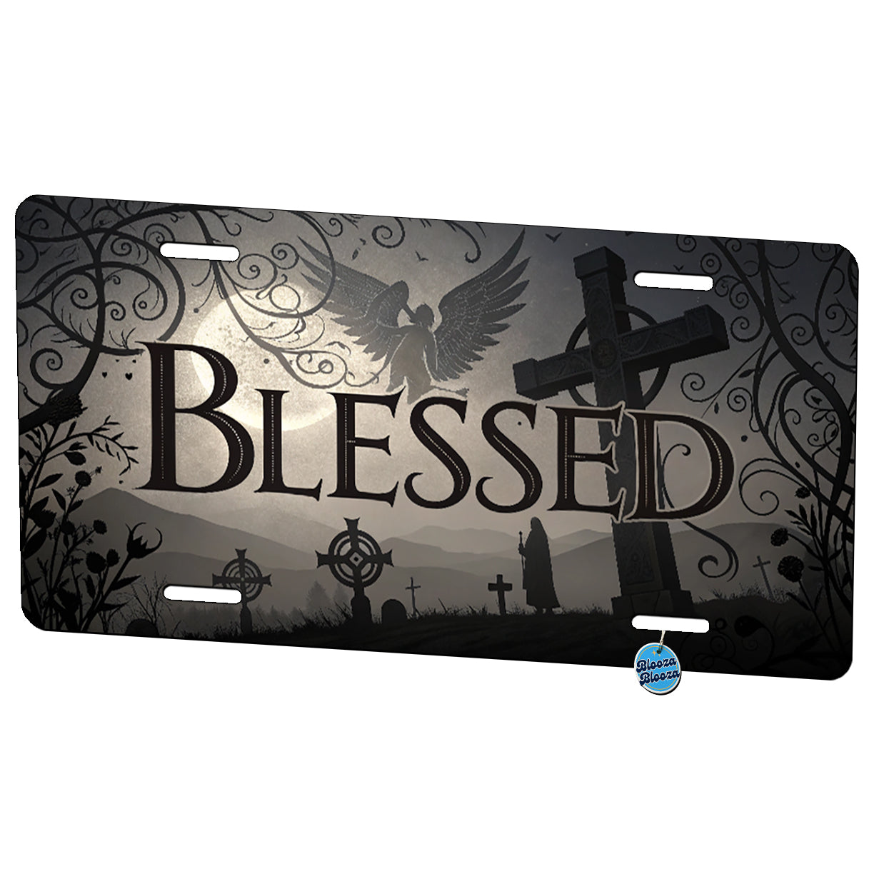 Blessed Angels Crosses Religious Metal Vanity Novelty Tag License Plate for Trucks Cars SUVs