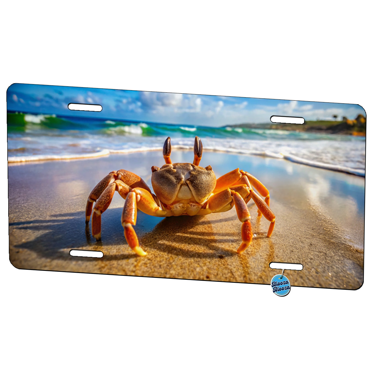 Crab On The Beach Metal Vanity Novelty Tag License Plate for Trucks Cars SUVs