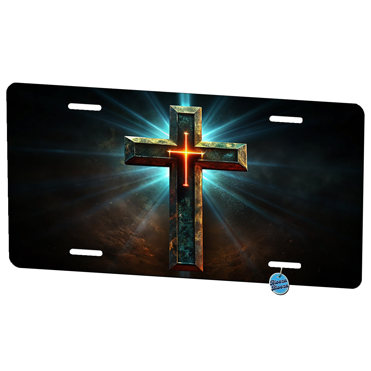 Cross On A Dark Background Religious Metal Vanity Novelty Tag License Plate for Trucks Cars SUVs
