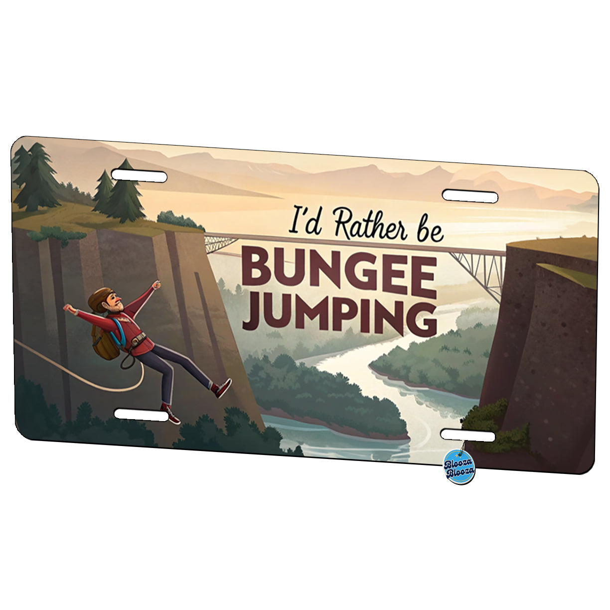 I'd Rather Be Bungee Jumping Metal Vanity Novelty Tag License Plate for Trucks Cars SUVs