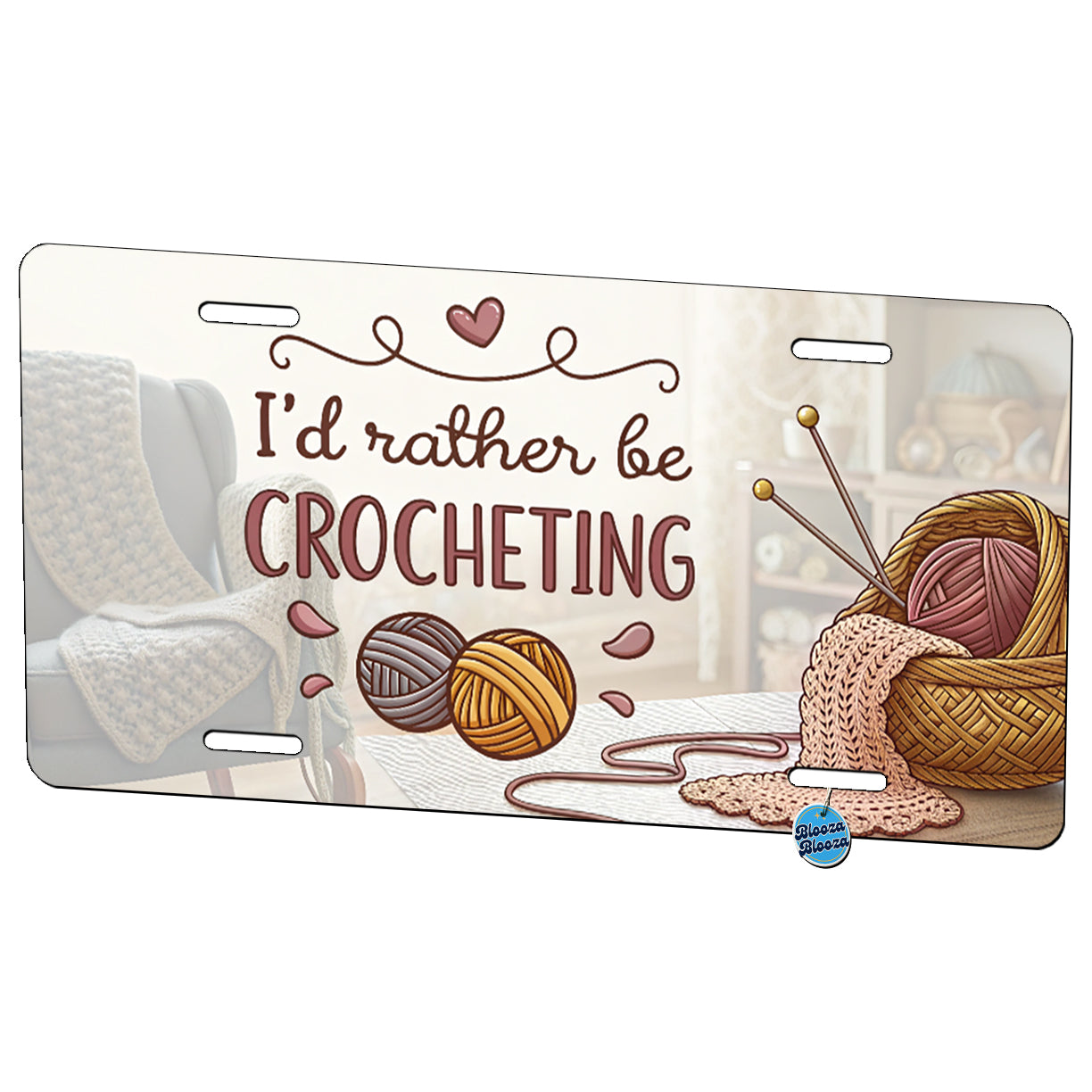 I'd Rather Be Crocheting Metal Vanity Novelty Tag License Plate for Trucks Cars SUVs