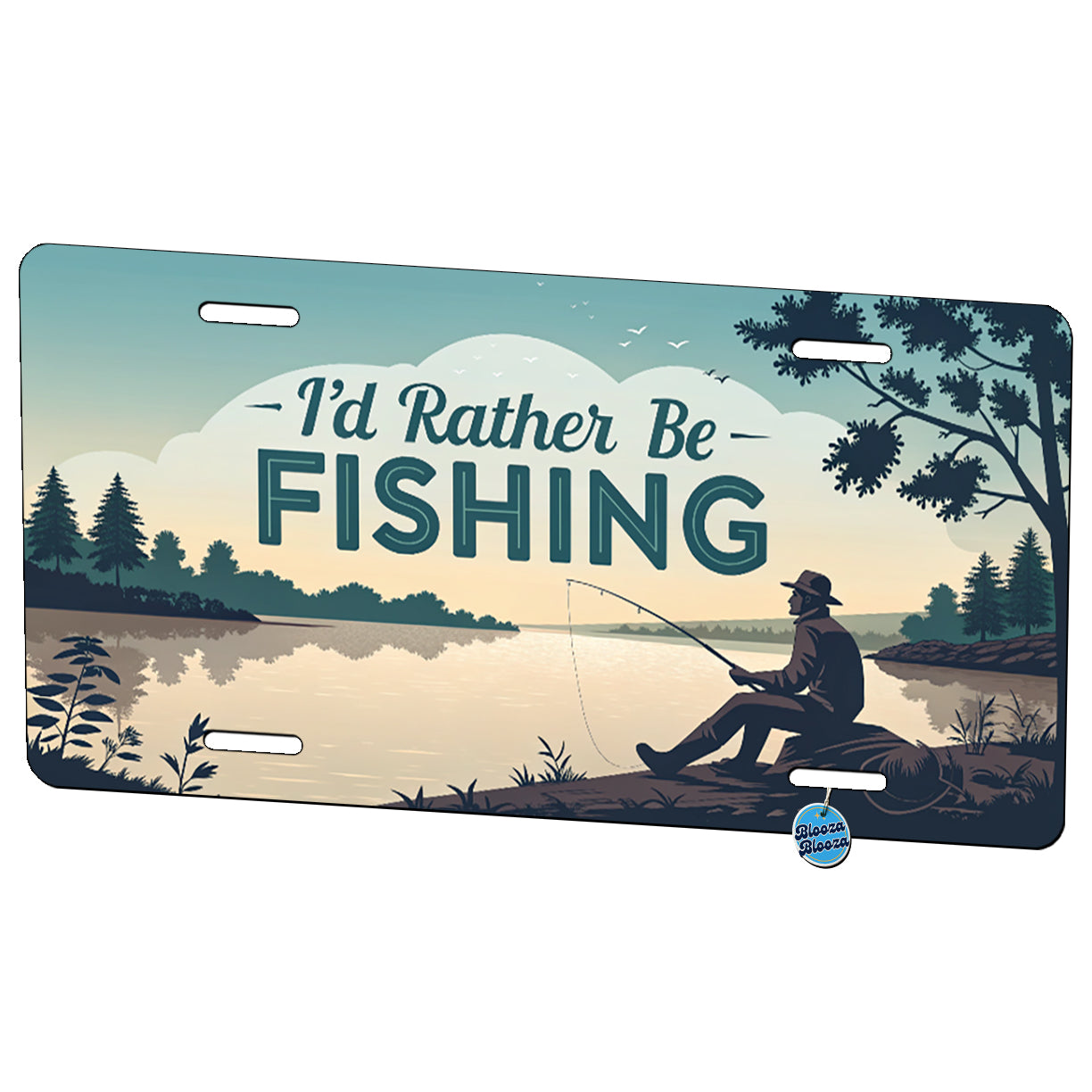 I'd Rather Be Fishing Fish Metal Vanity Novelty Tag License Plate for Trucks Cars SUVs