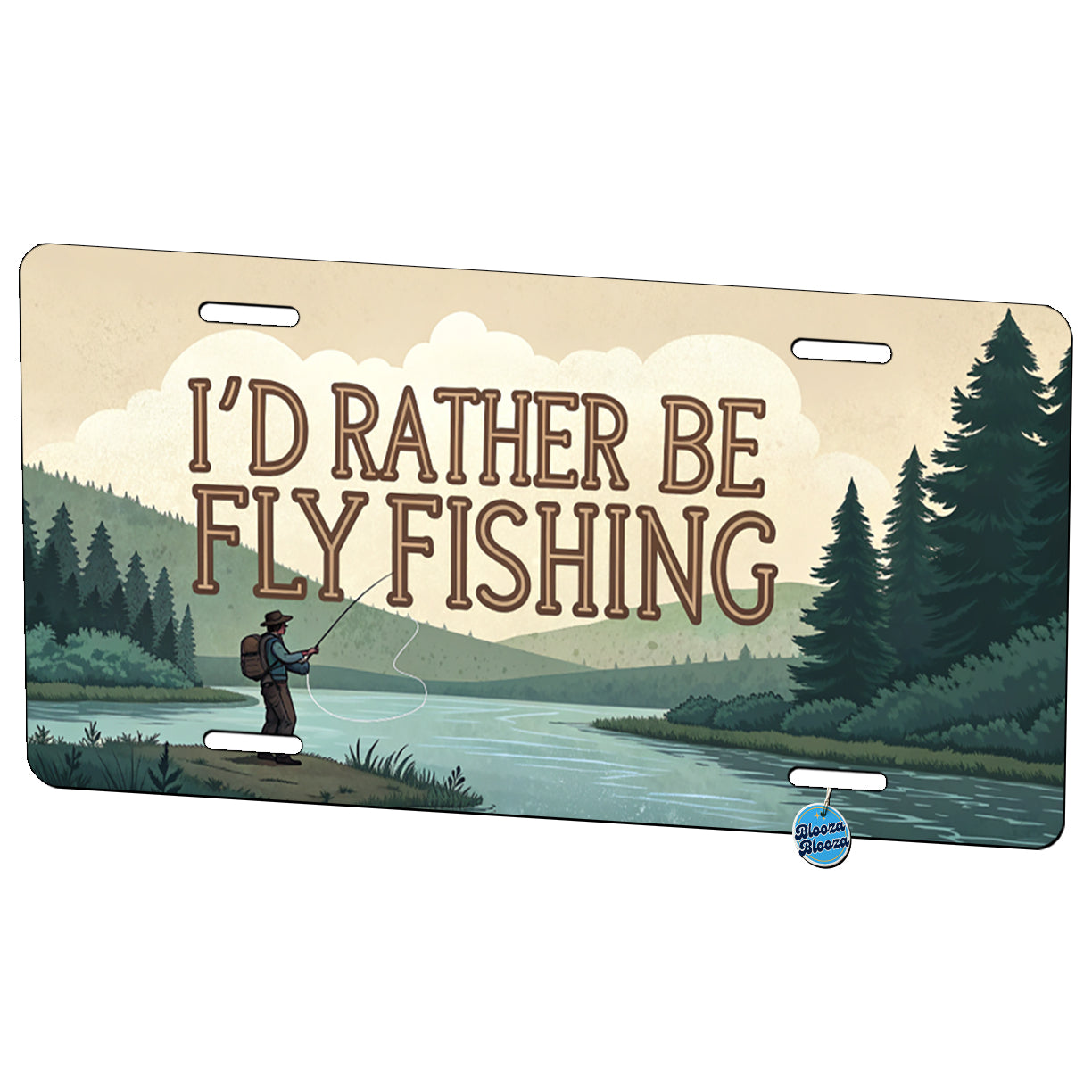 I'd Rather Be Fly Fishing Metal Vanity Novelty Tag License Plate for Trucks Cars SUVs